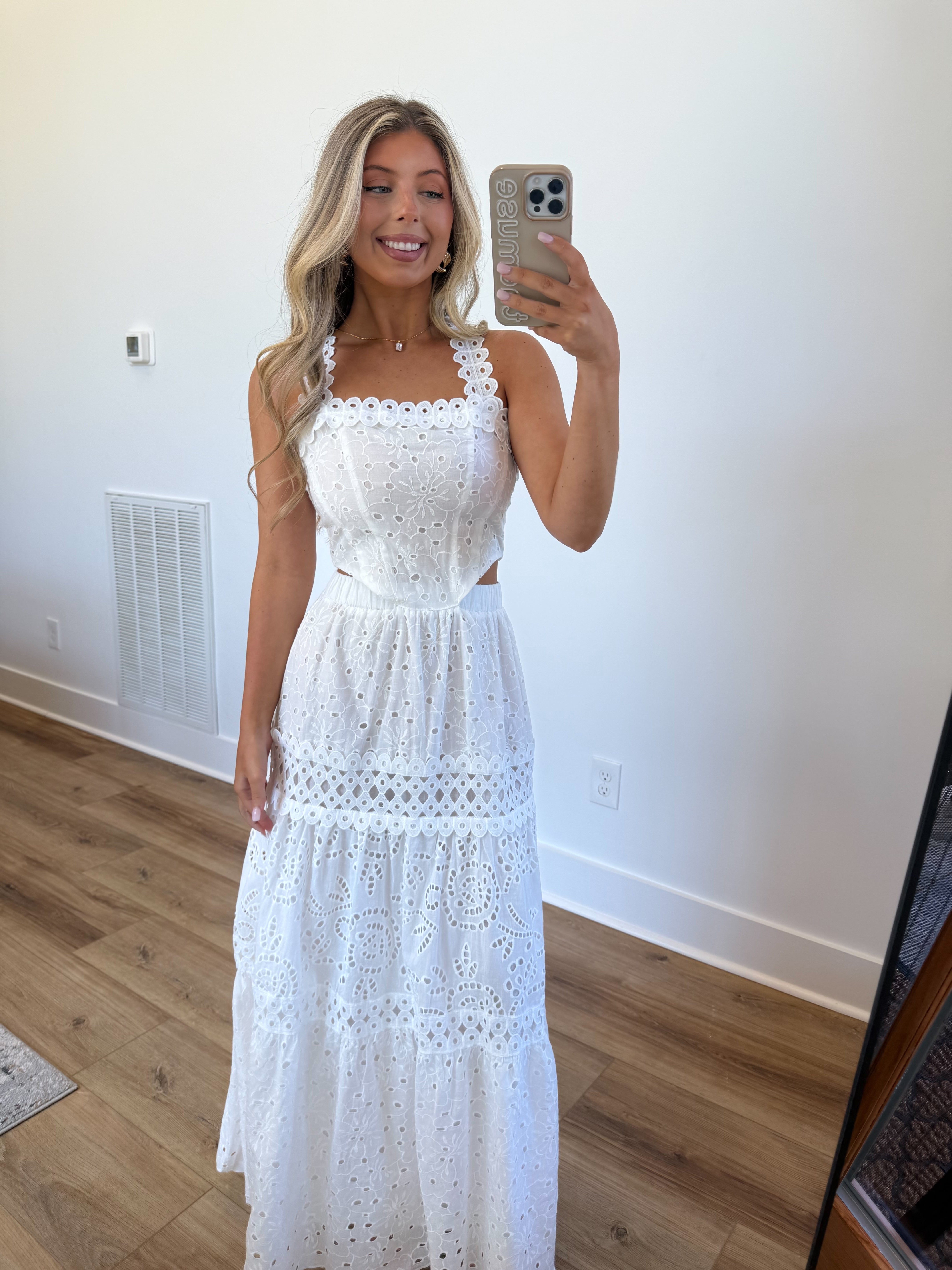 Eyelet Twirl Maxi Dress
