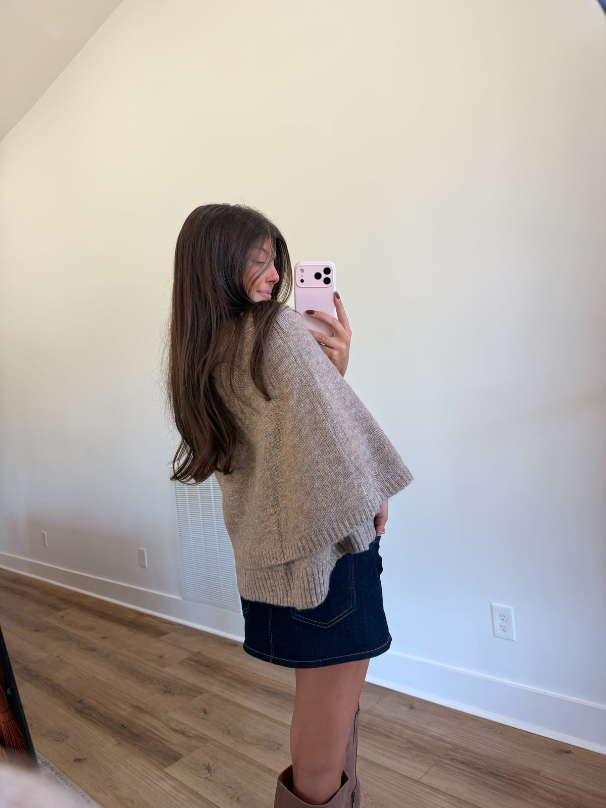 Lydia Cape Sweater (Taupe)