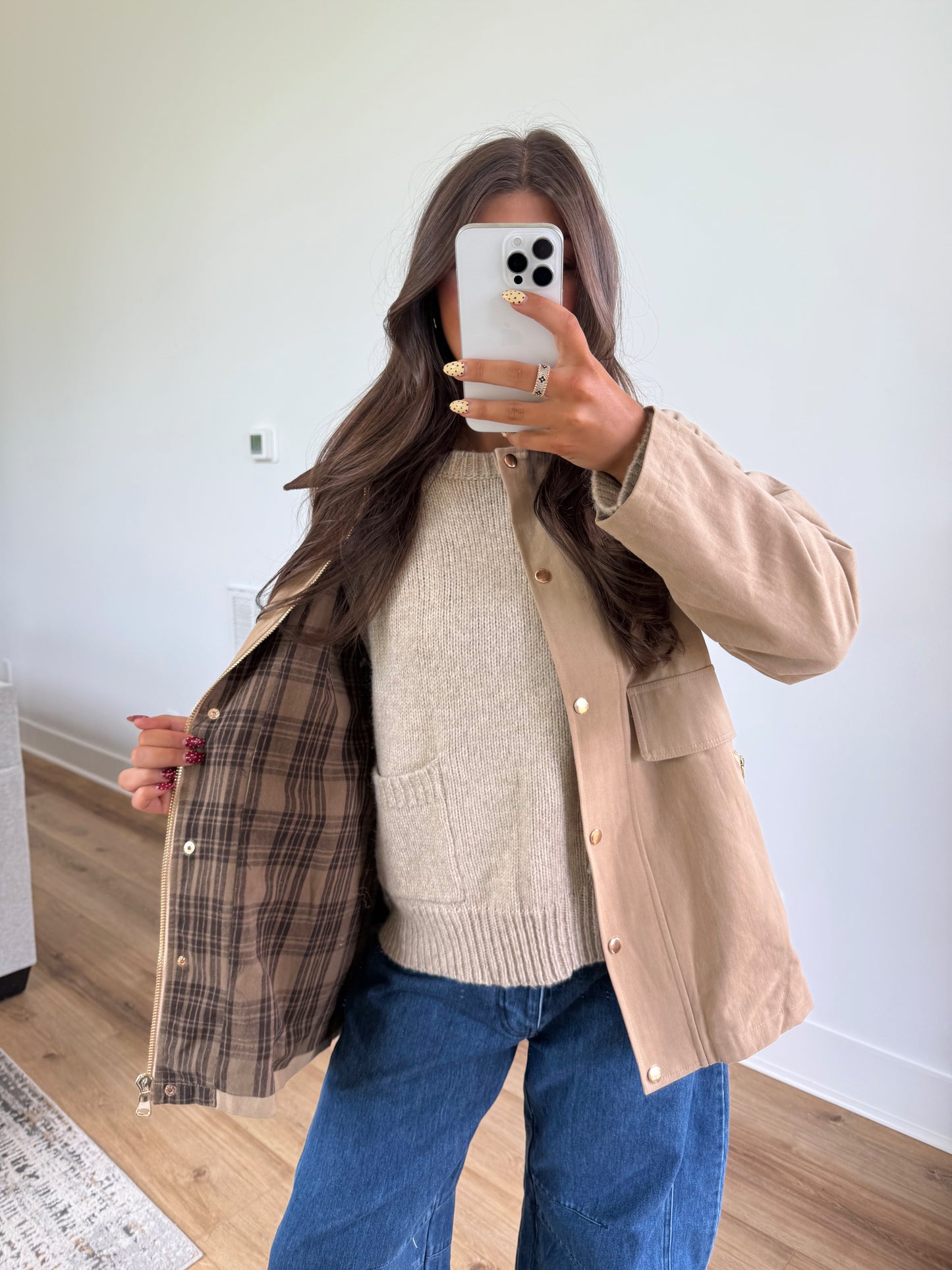 Beige Barn Jacket (Plaid Inside)