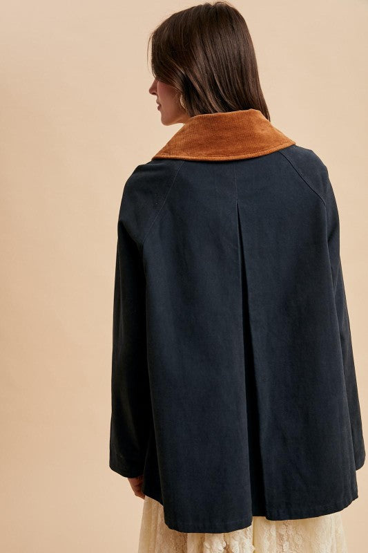 Corduroy Collar Barn Jacket (Navy)