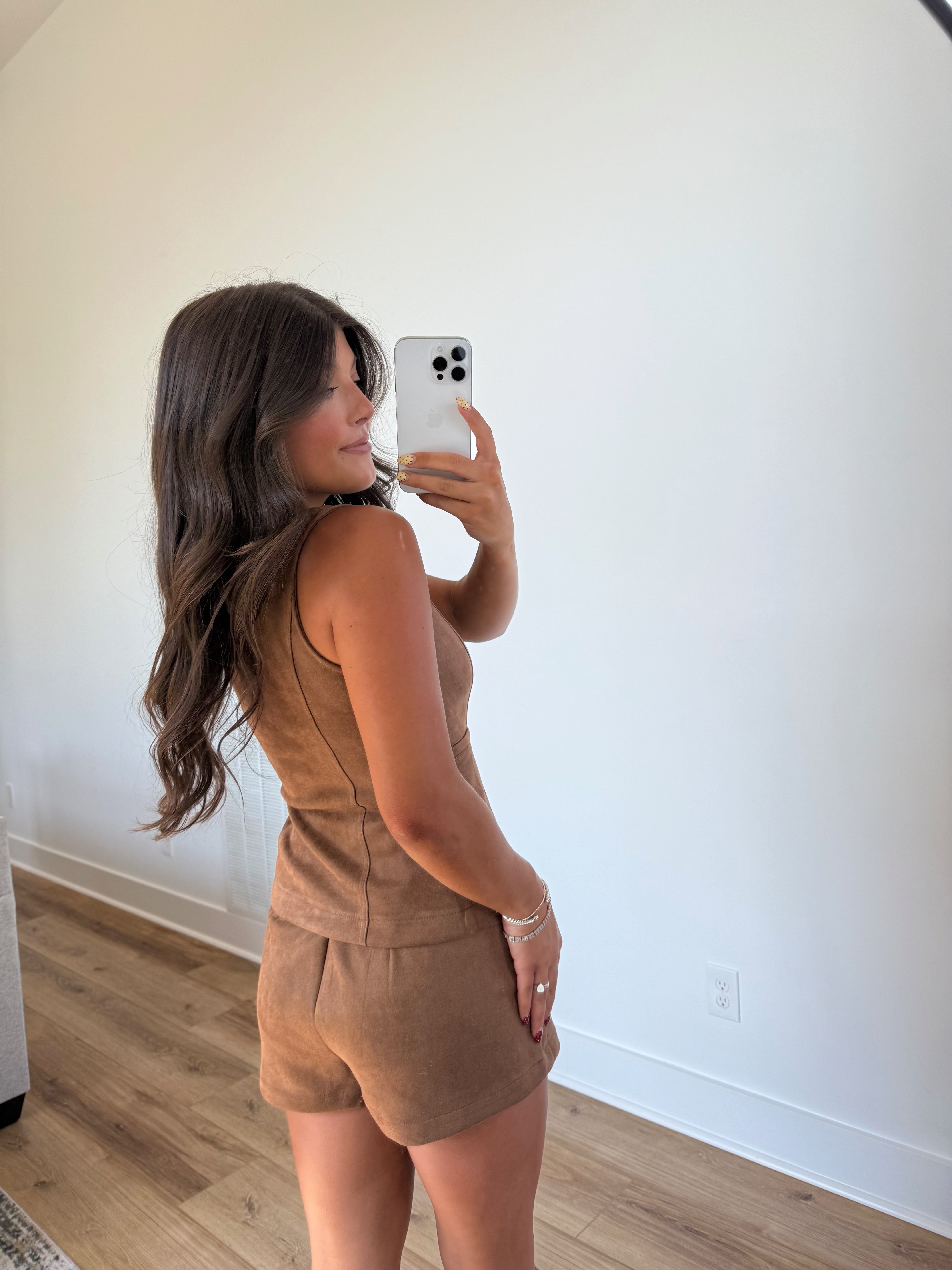 Suede Shorts Set