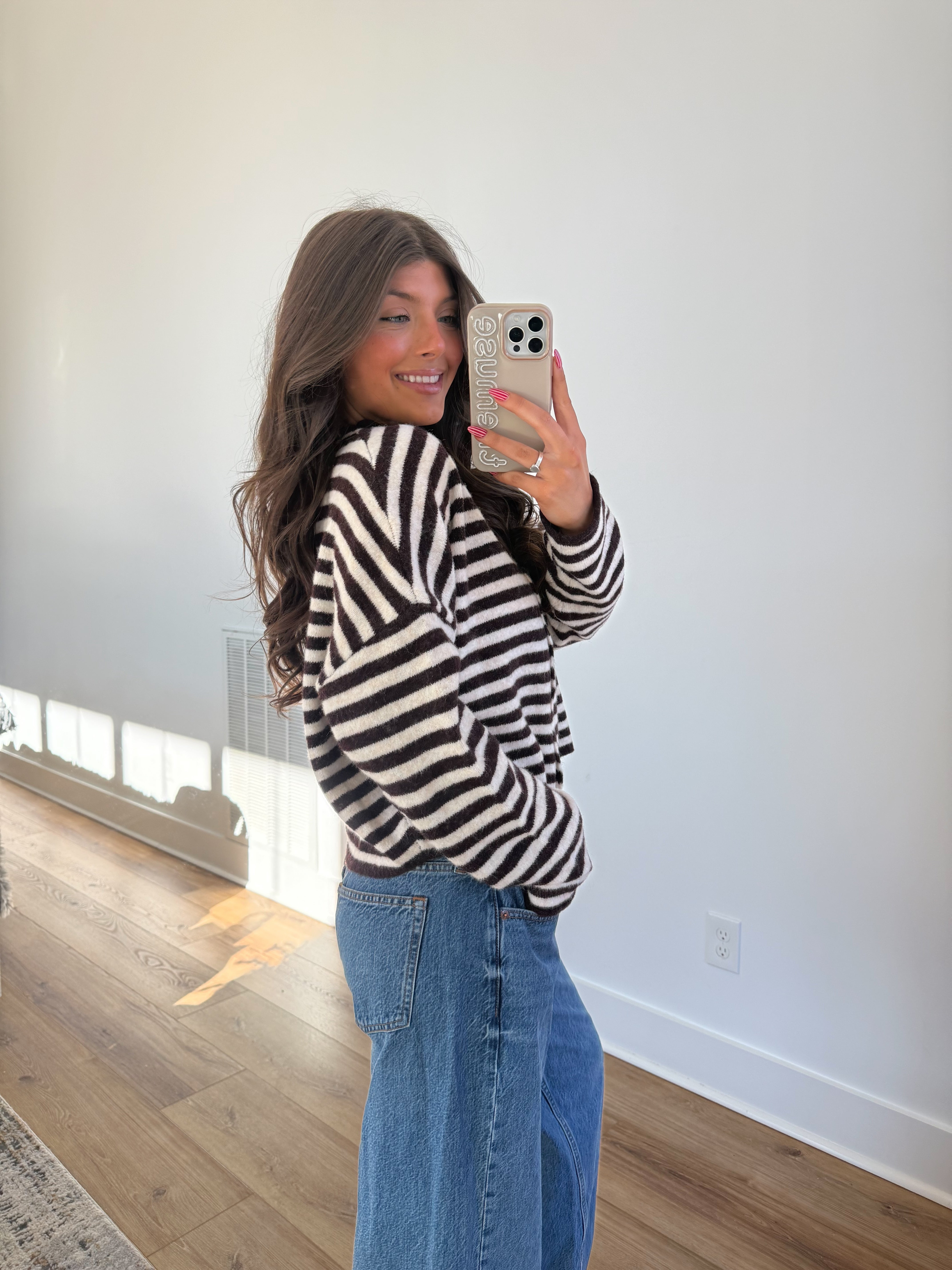 Best Dress Cardigan (Deep Brown/White)