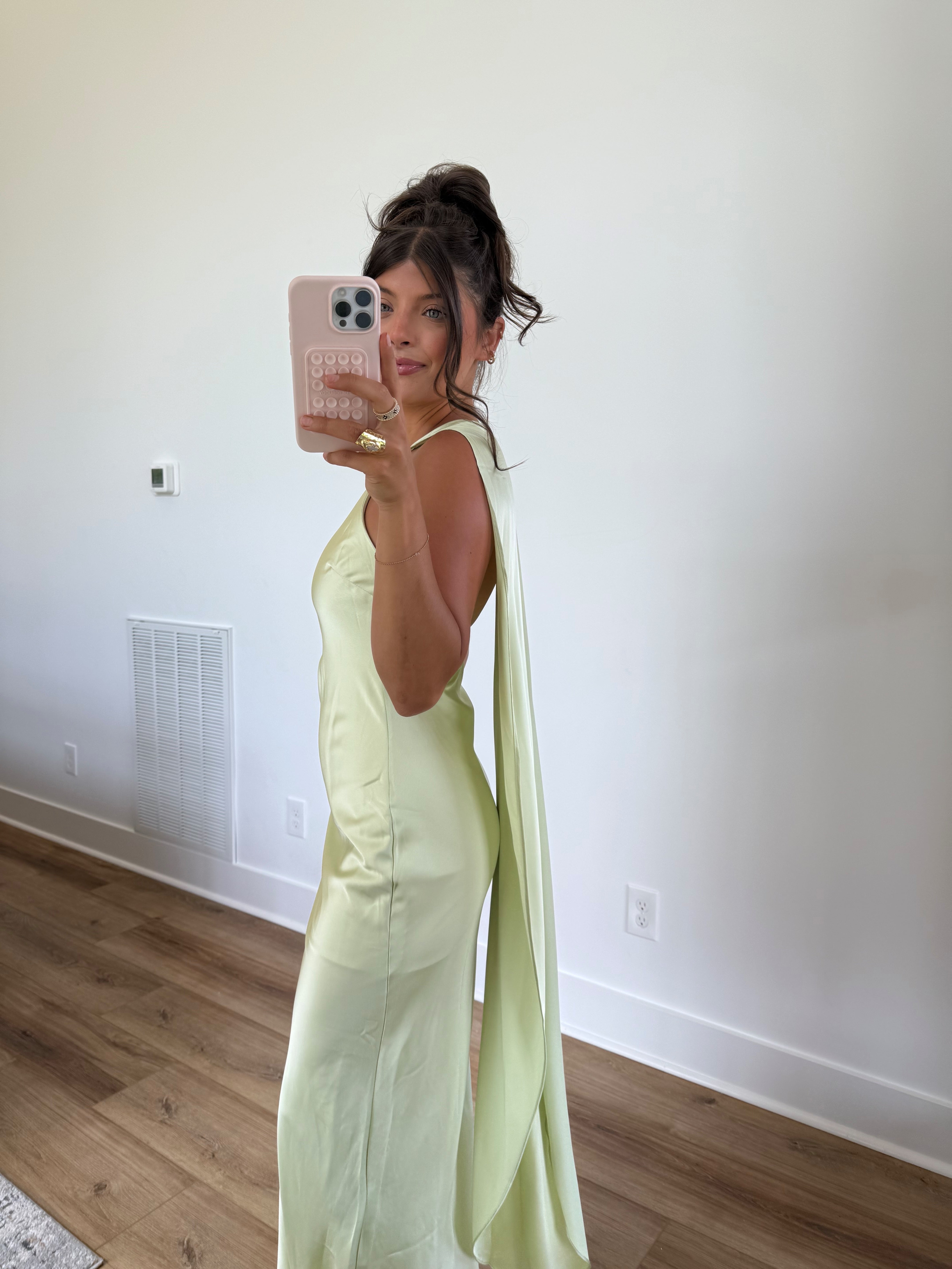 Wrapped in Satin Maxi Dress (Green)