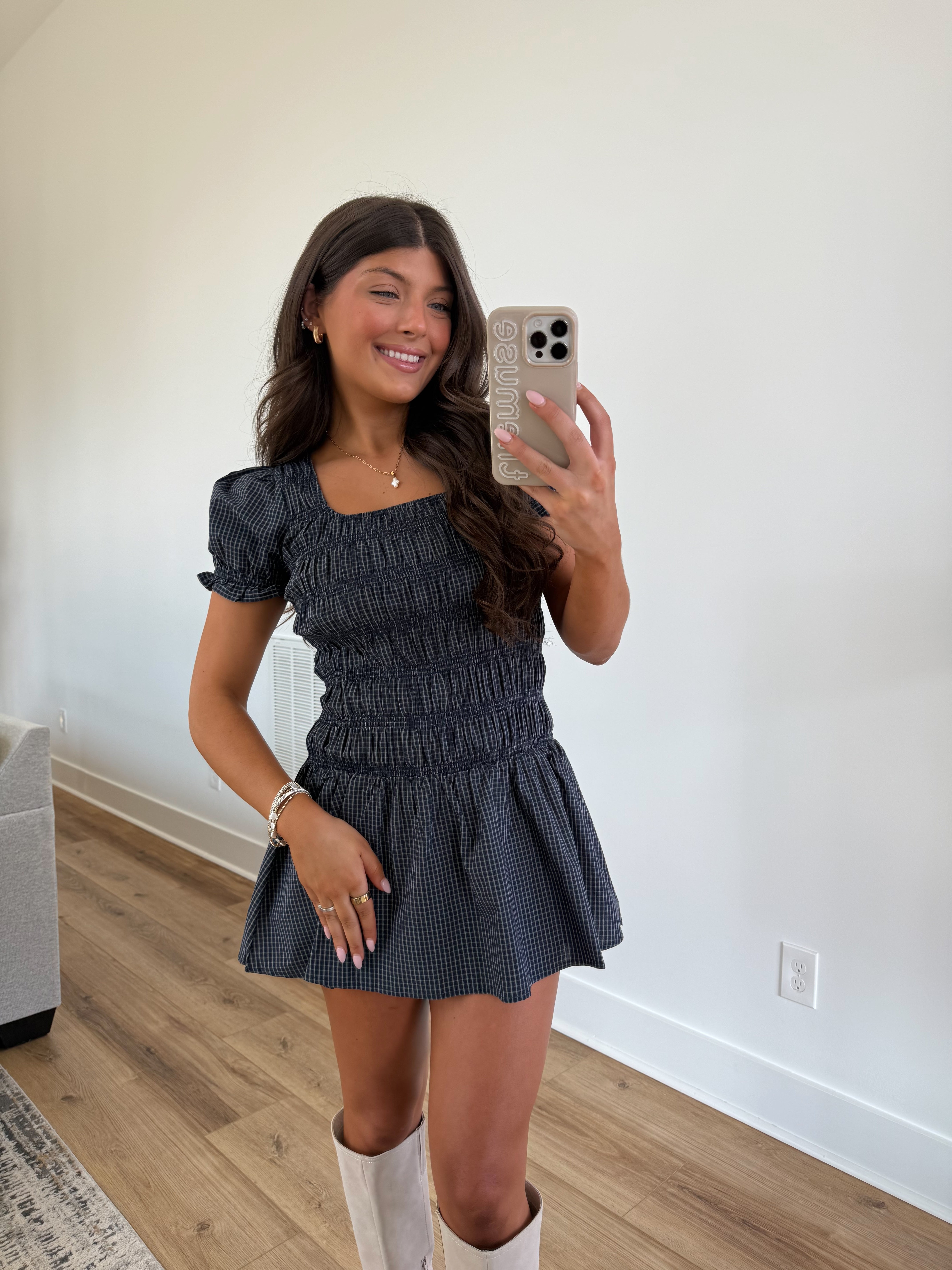Navy Ruched Romper