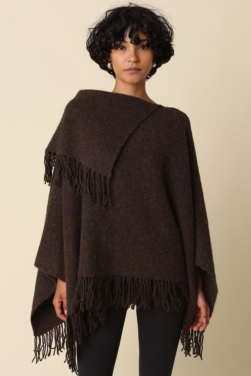 Reece Fringe Poncho (Coffee)