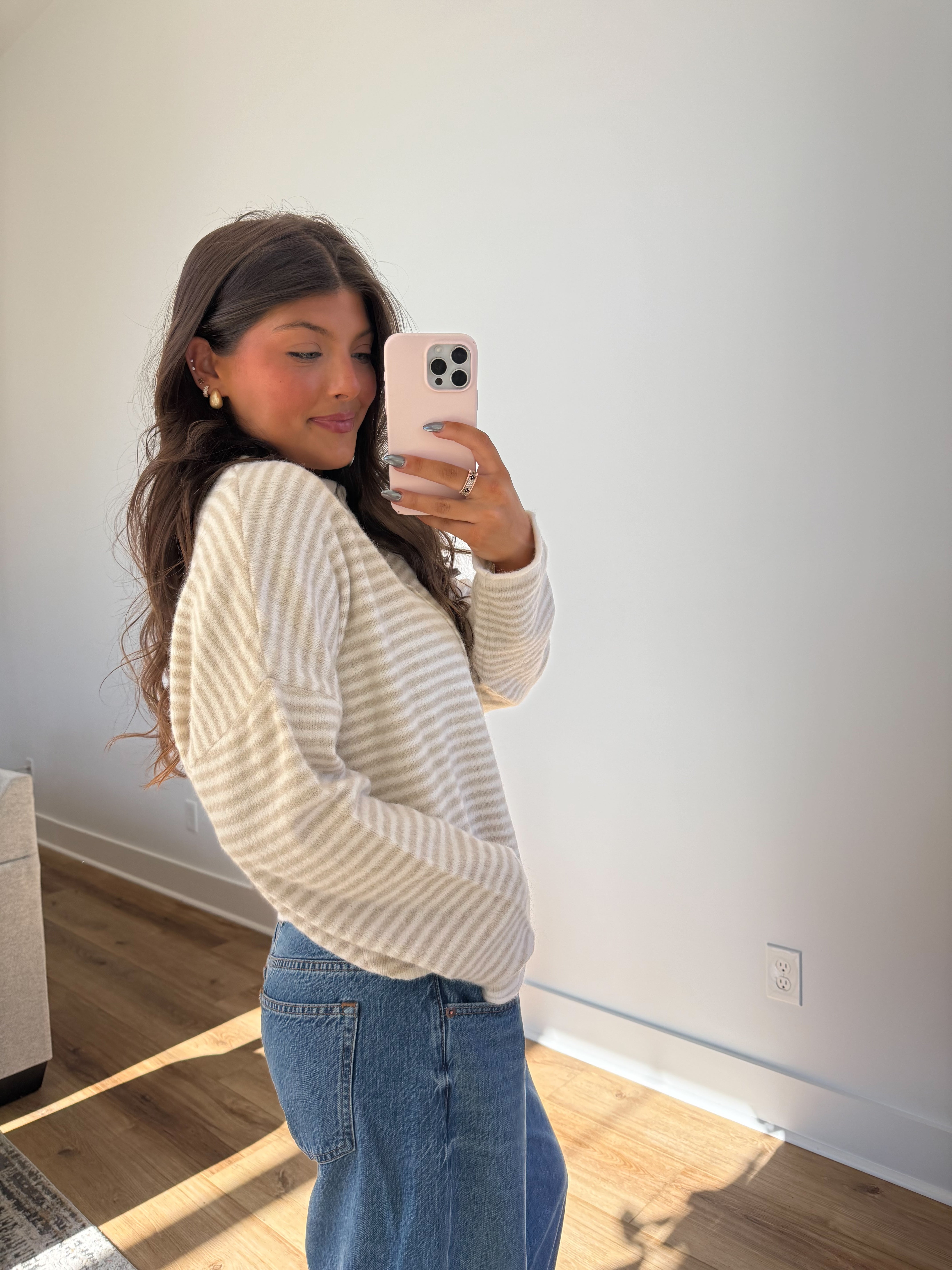 Best Dress Cardigan (Cream Stripes)