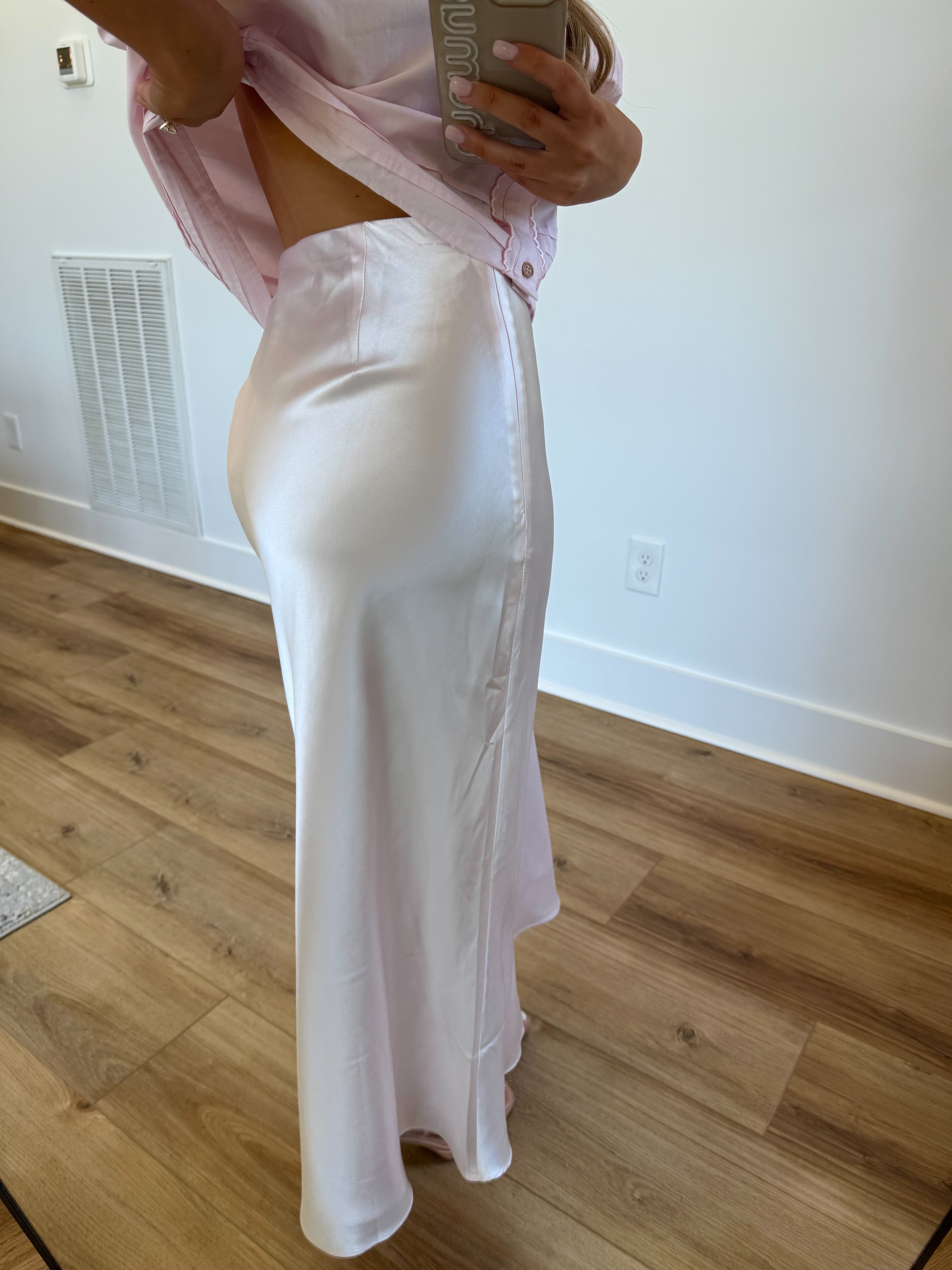 Blush Pink Satin Skirt