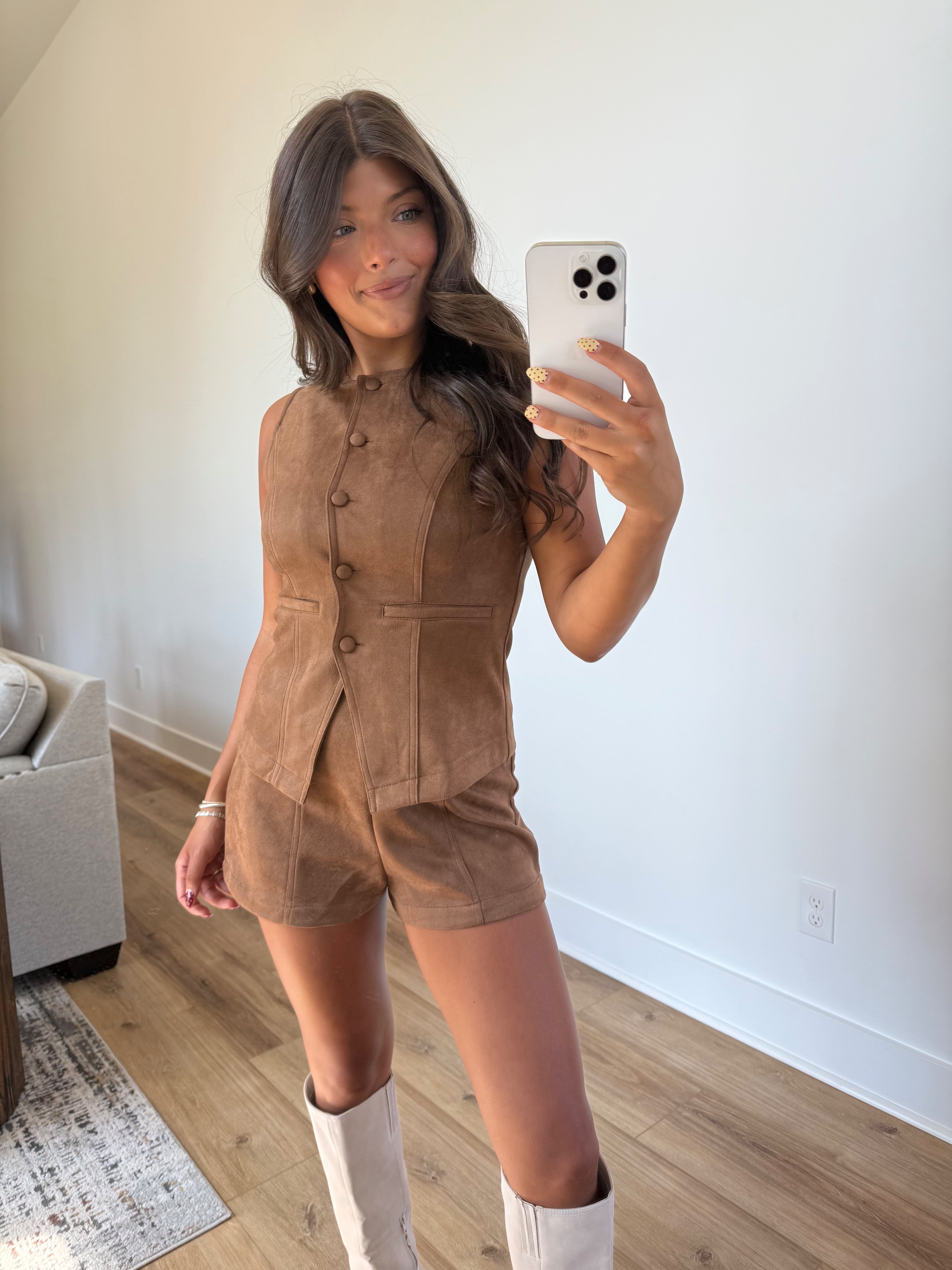 Suede Shorts Set