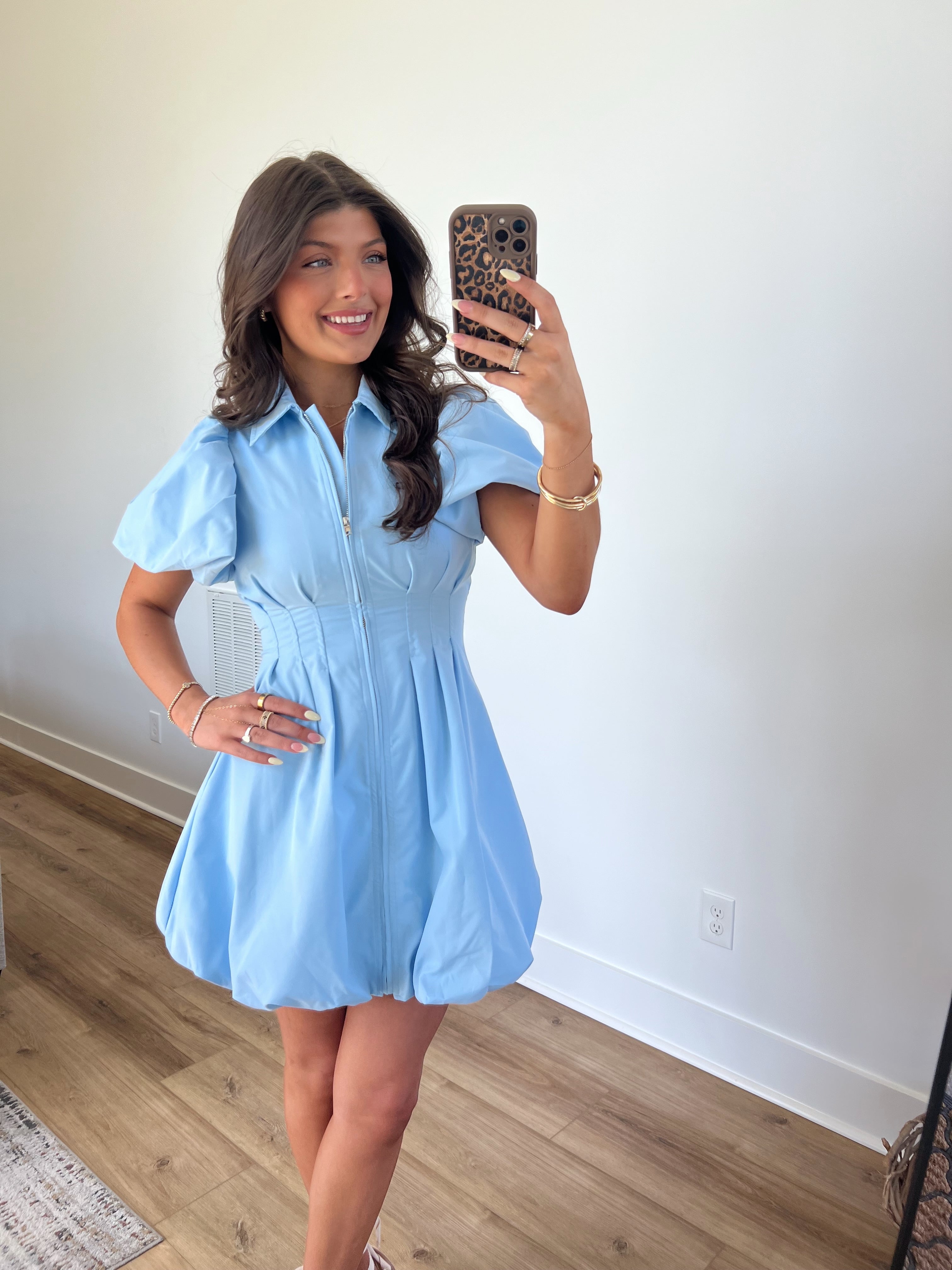 Baby Blue Bubble Zipper Dress