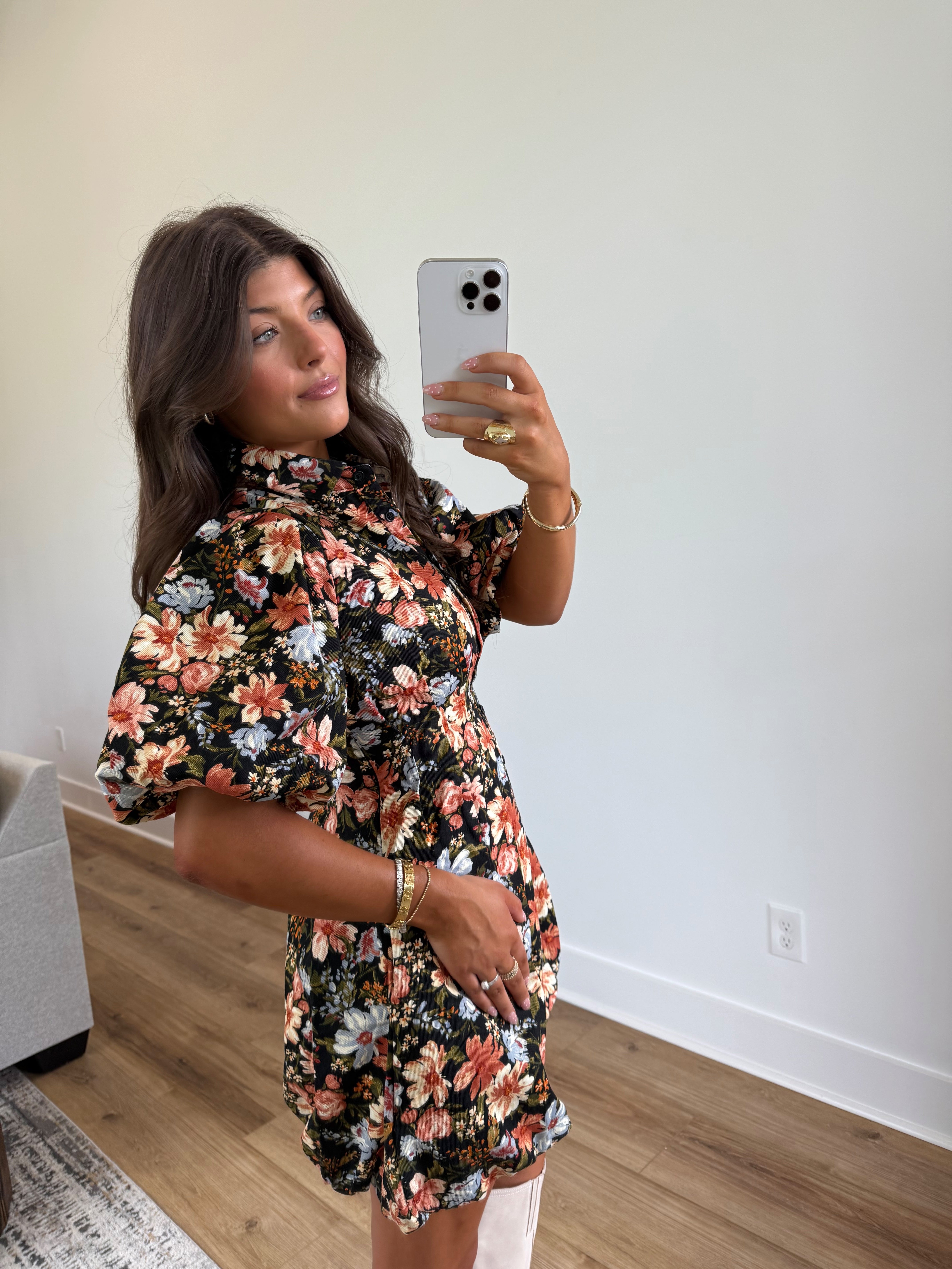 Dela Fall Flowers Bubble Dress