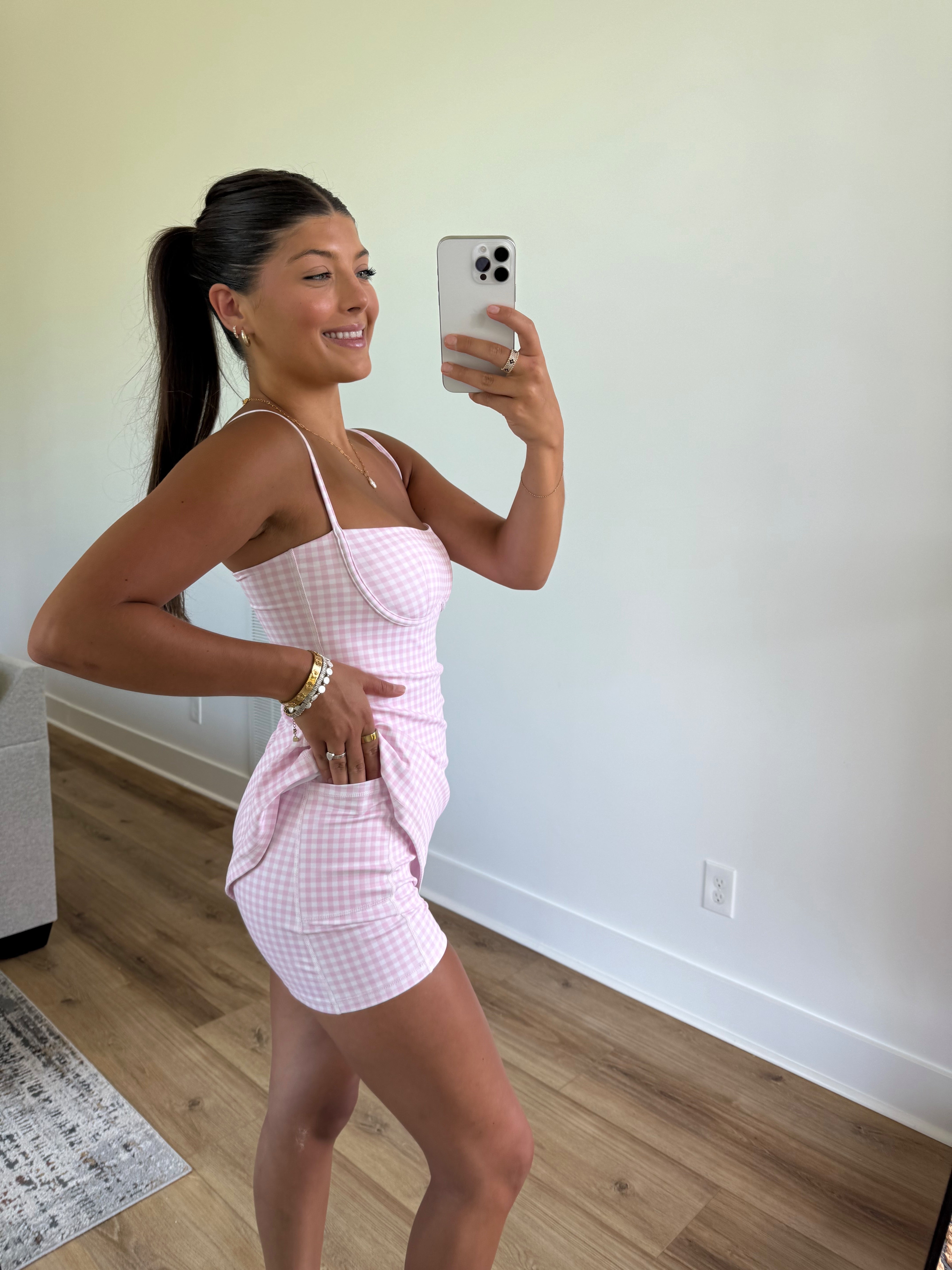 Pink Gingham Sweetheart Dress