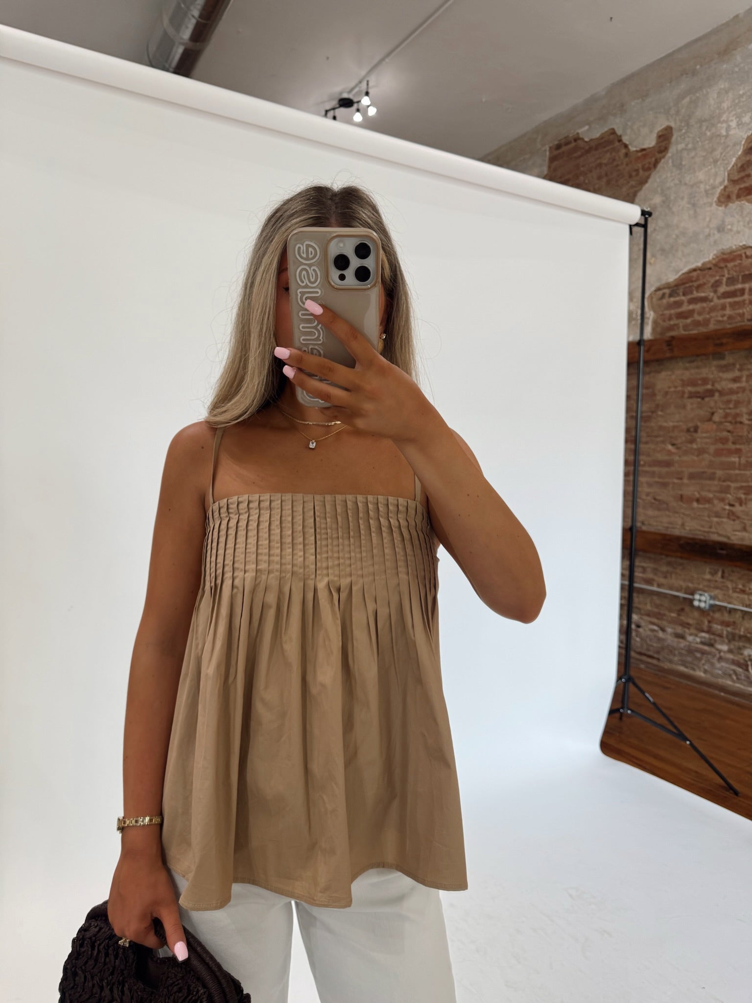 Sand Pleated Tank