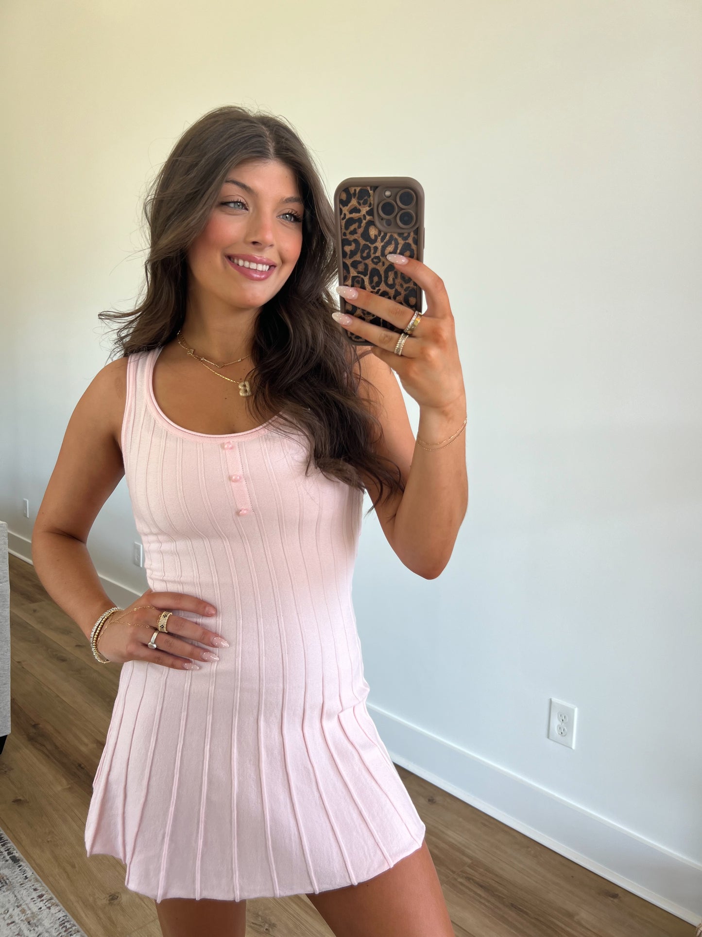 Baby Pink Knit Sun Dress
