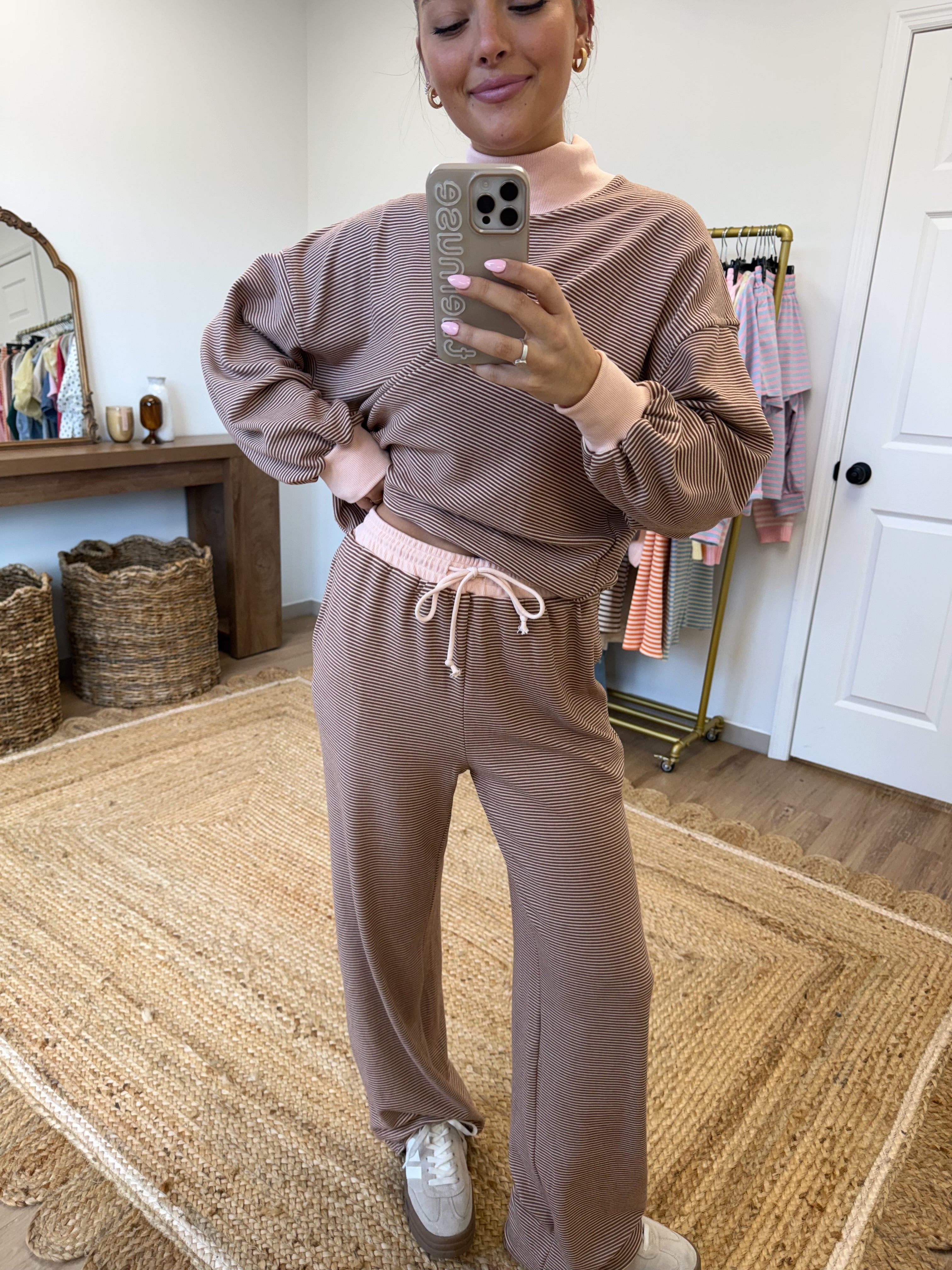 Latte Stripe Lounge Set