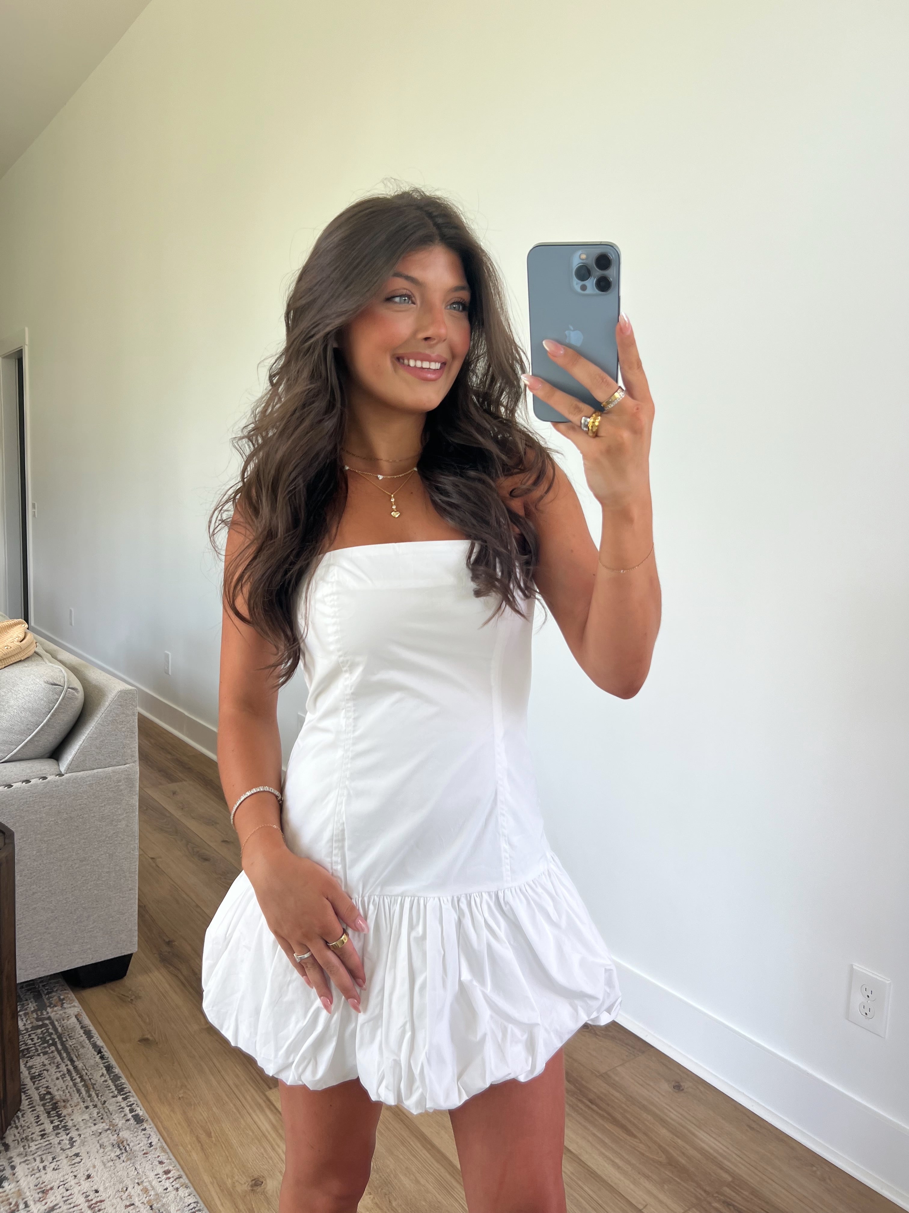 Spring Rose Mini Dress (White)