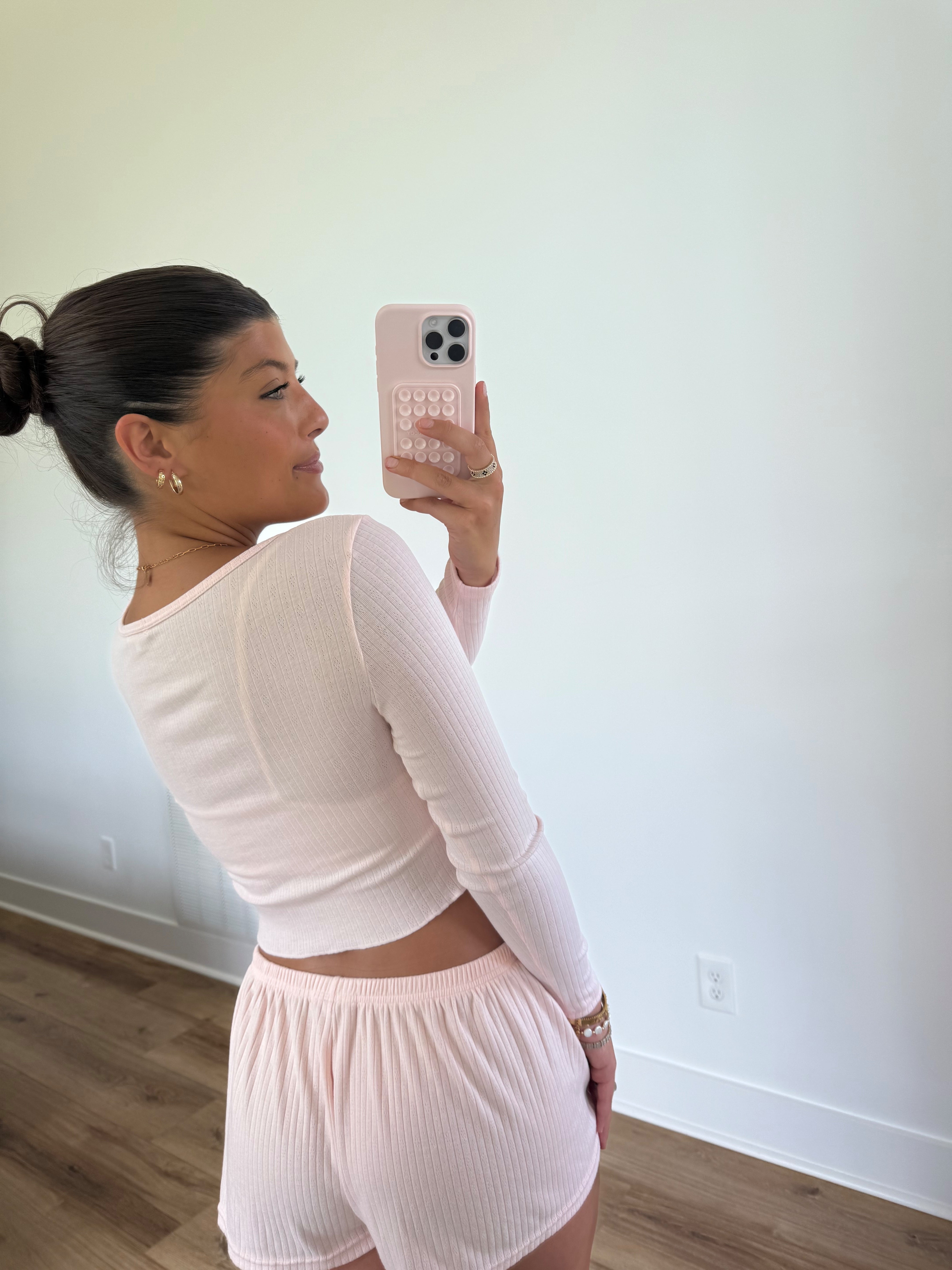 Strawberry Pointelle Long Sleeve TOP