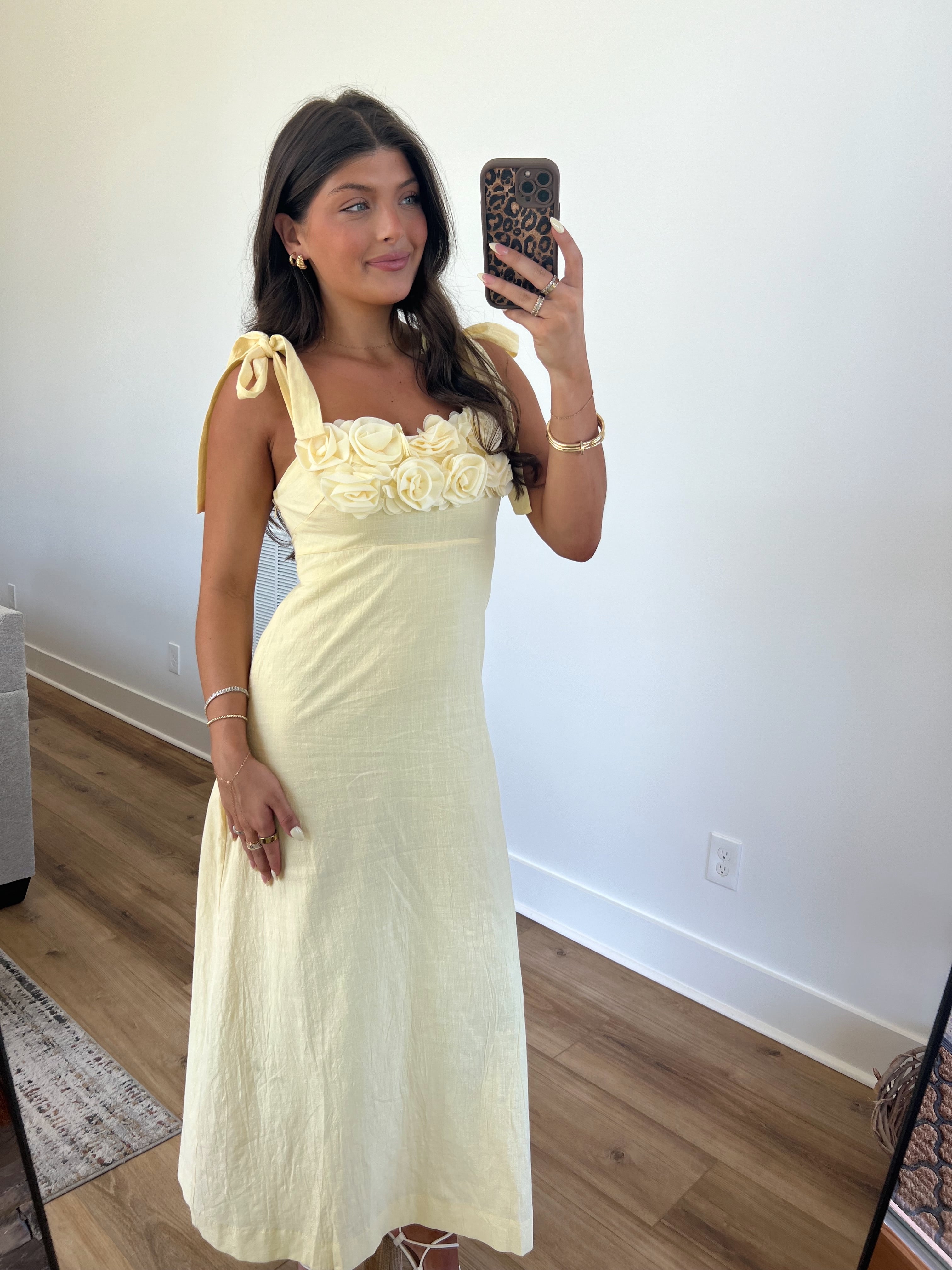 Daisy Bloom Midi Dress (Yellow)
