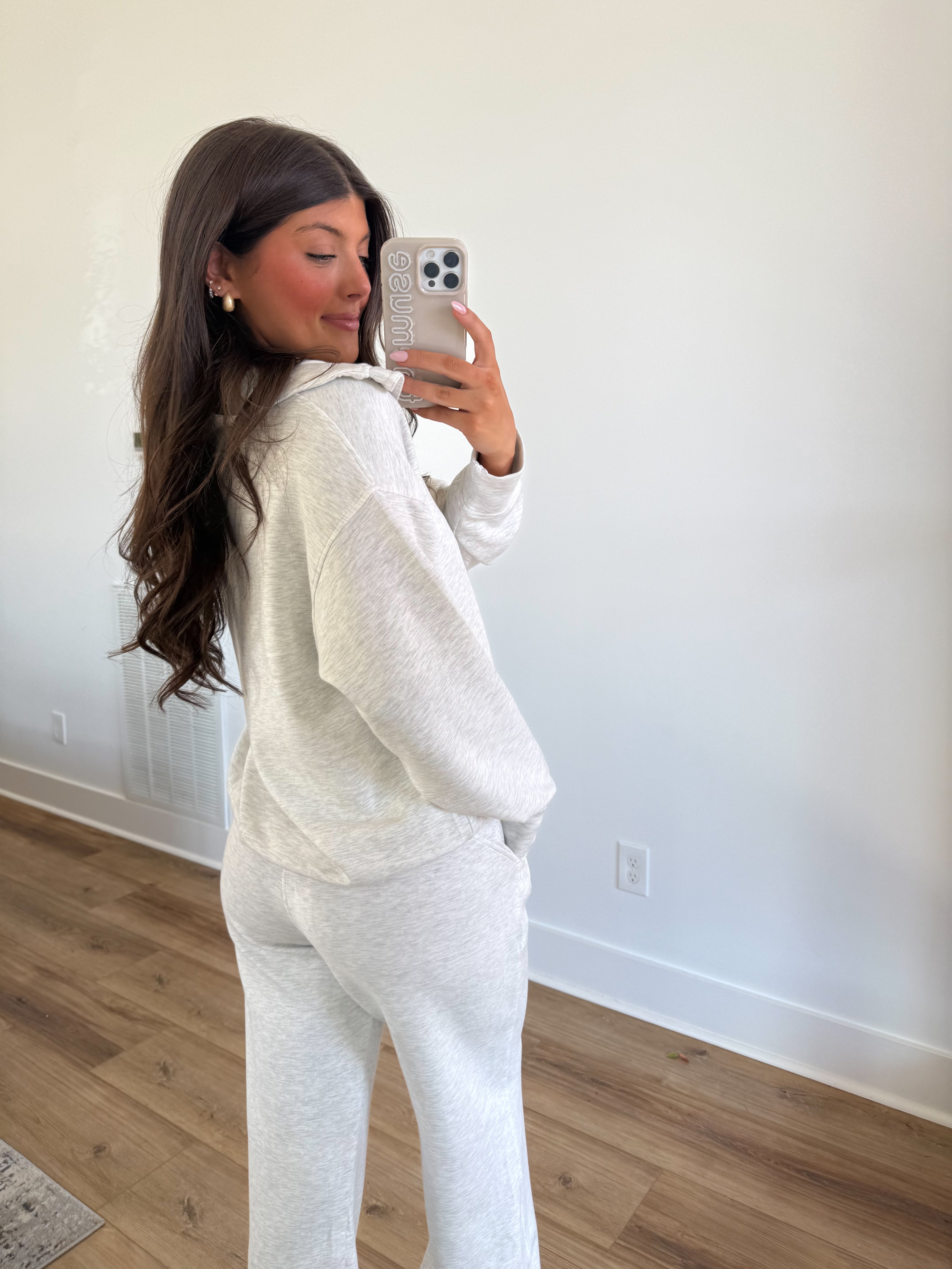 Butter Luxe Lounge Quarter Zip Set (Light Heather Grey)