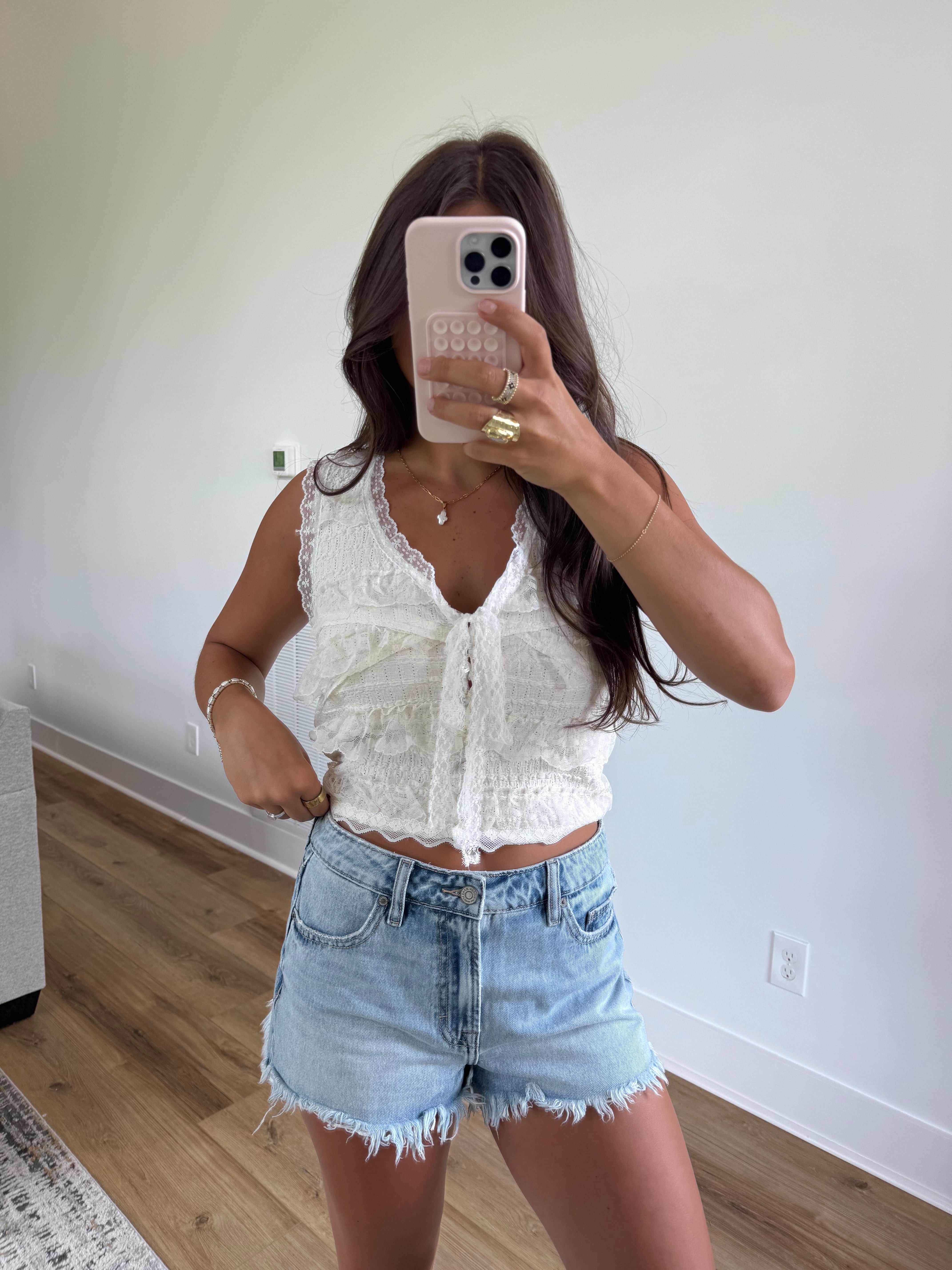 Light Wash Freyed Shorts
