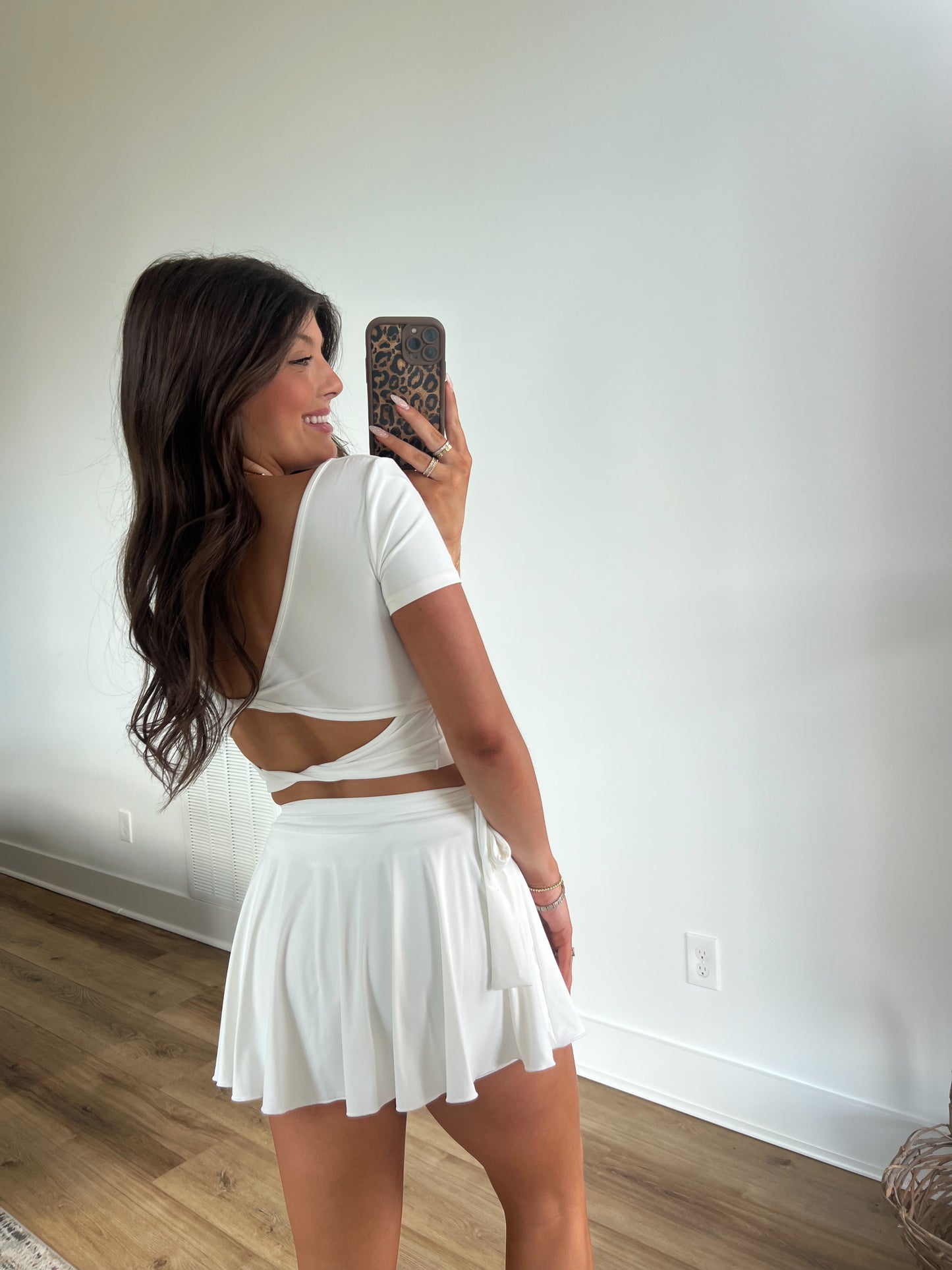 White Twist Back Cropped Tee