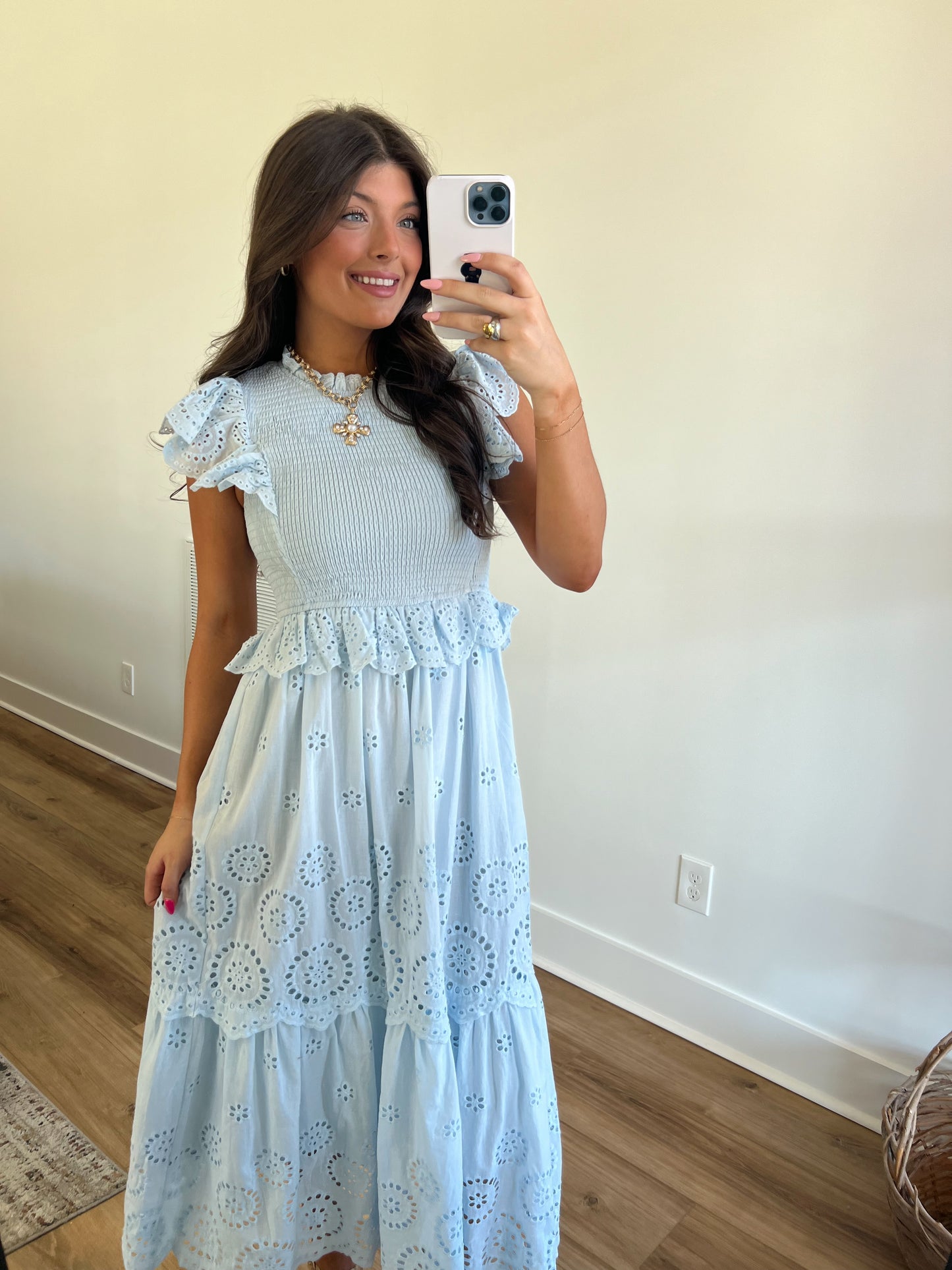 Blue Sky Eyelet Maxi Dress