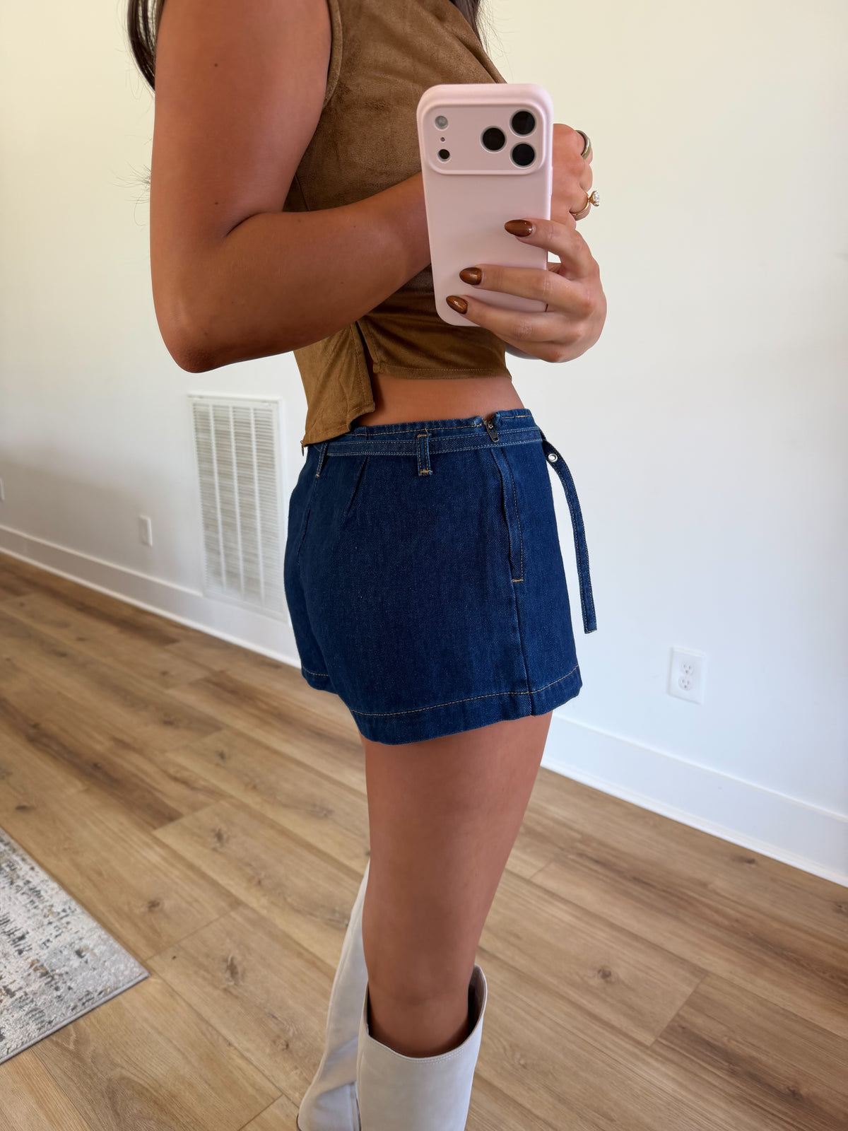 Silver Detail Denim Skort