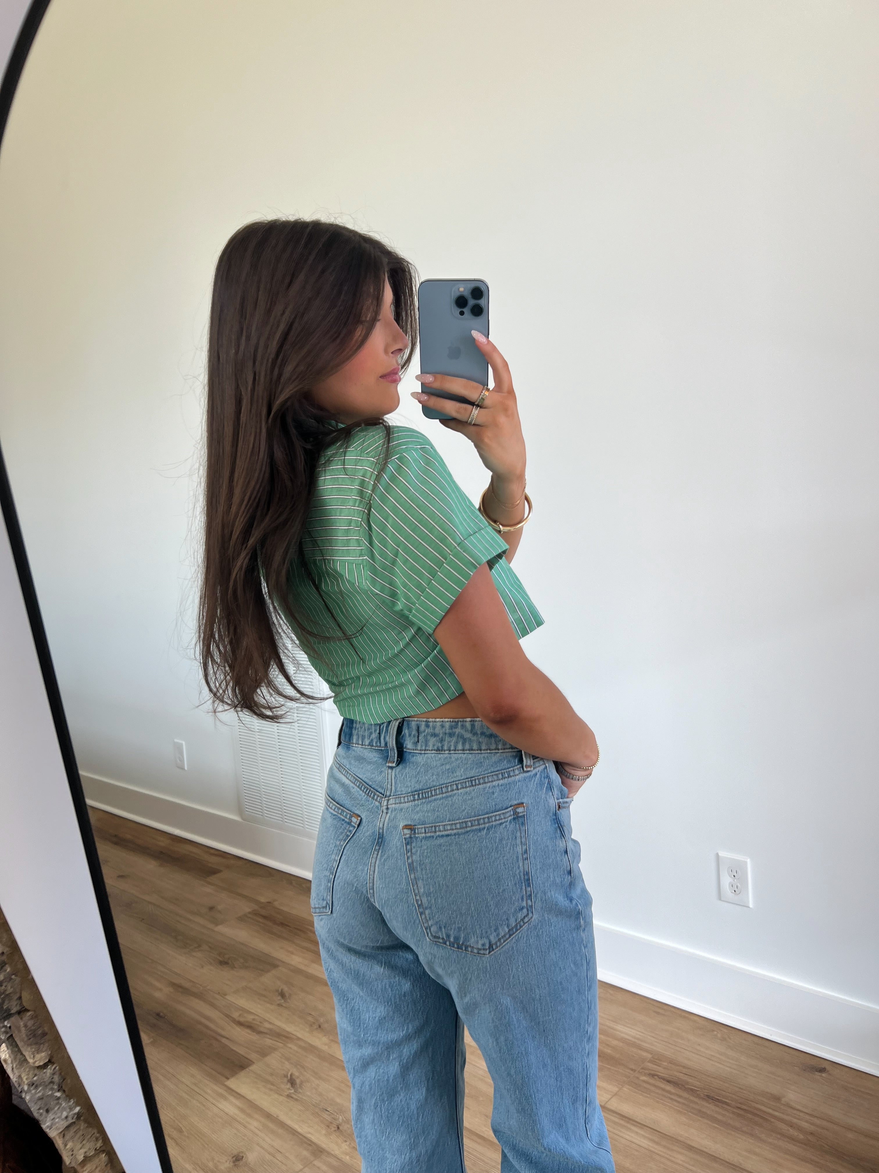(Green) Bella Stripe Top