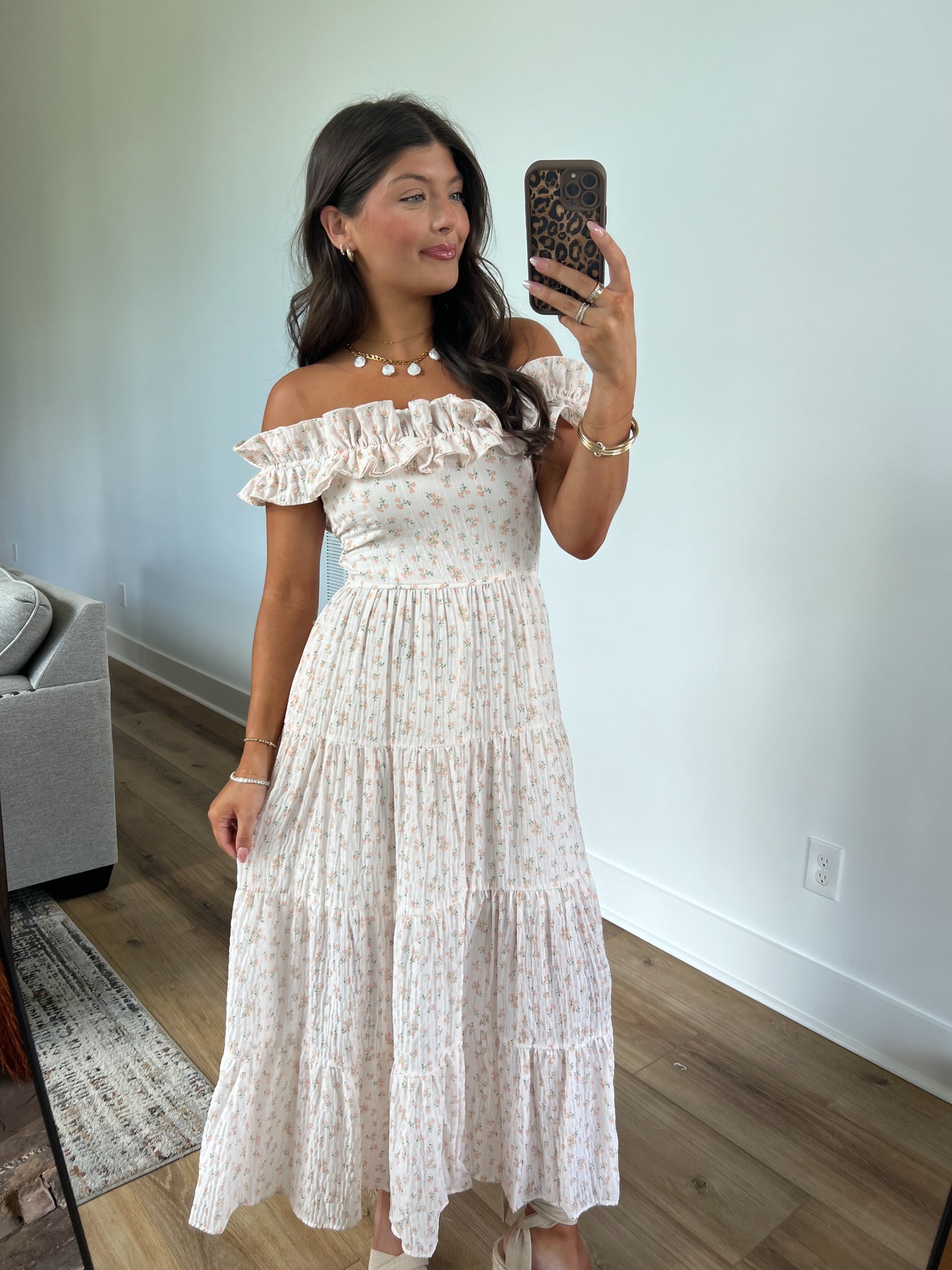Peach Serenity Floral Maxi Dress
