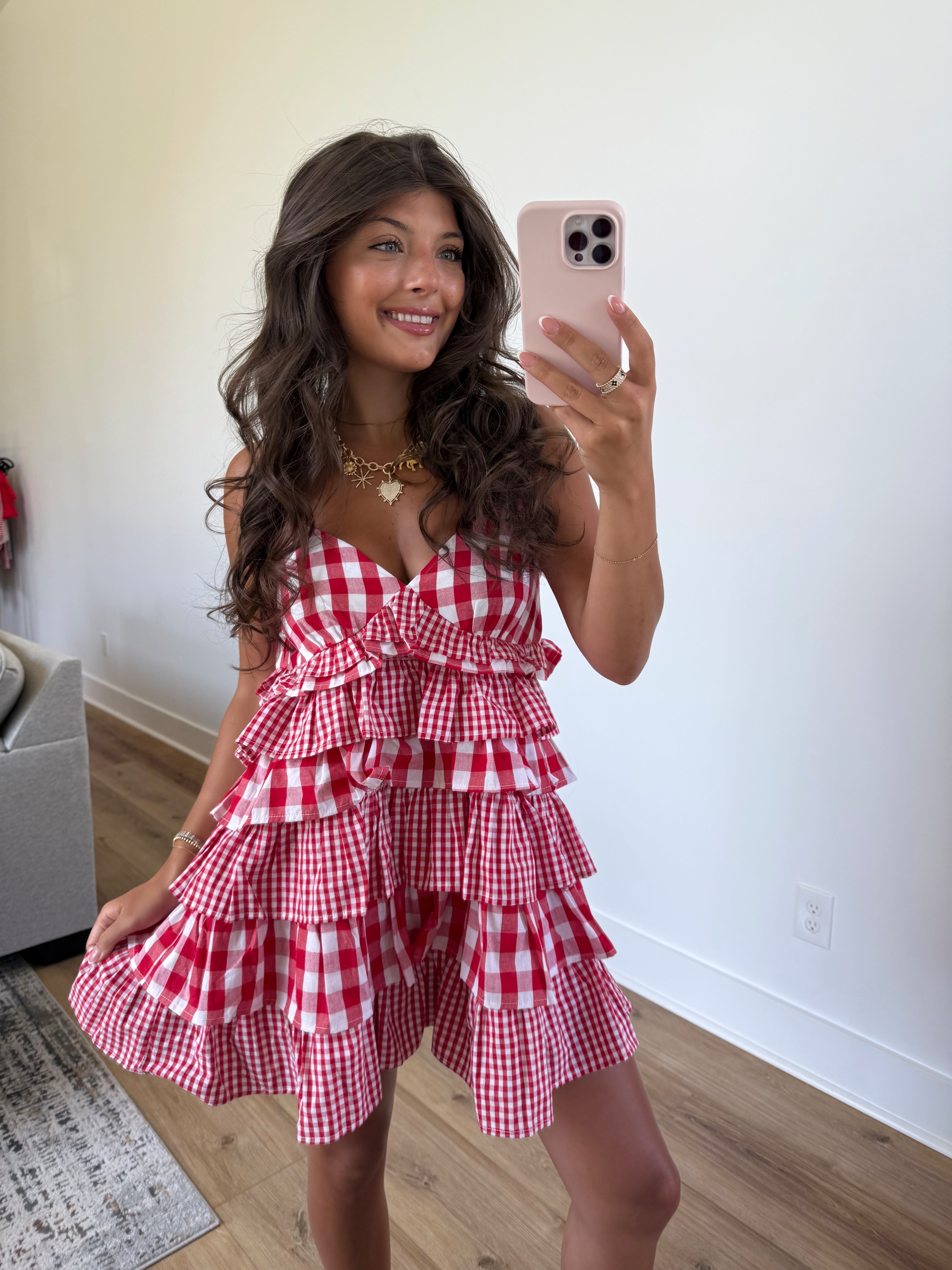 Red Gingham Swing Dress