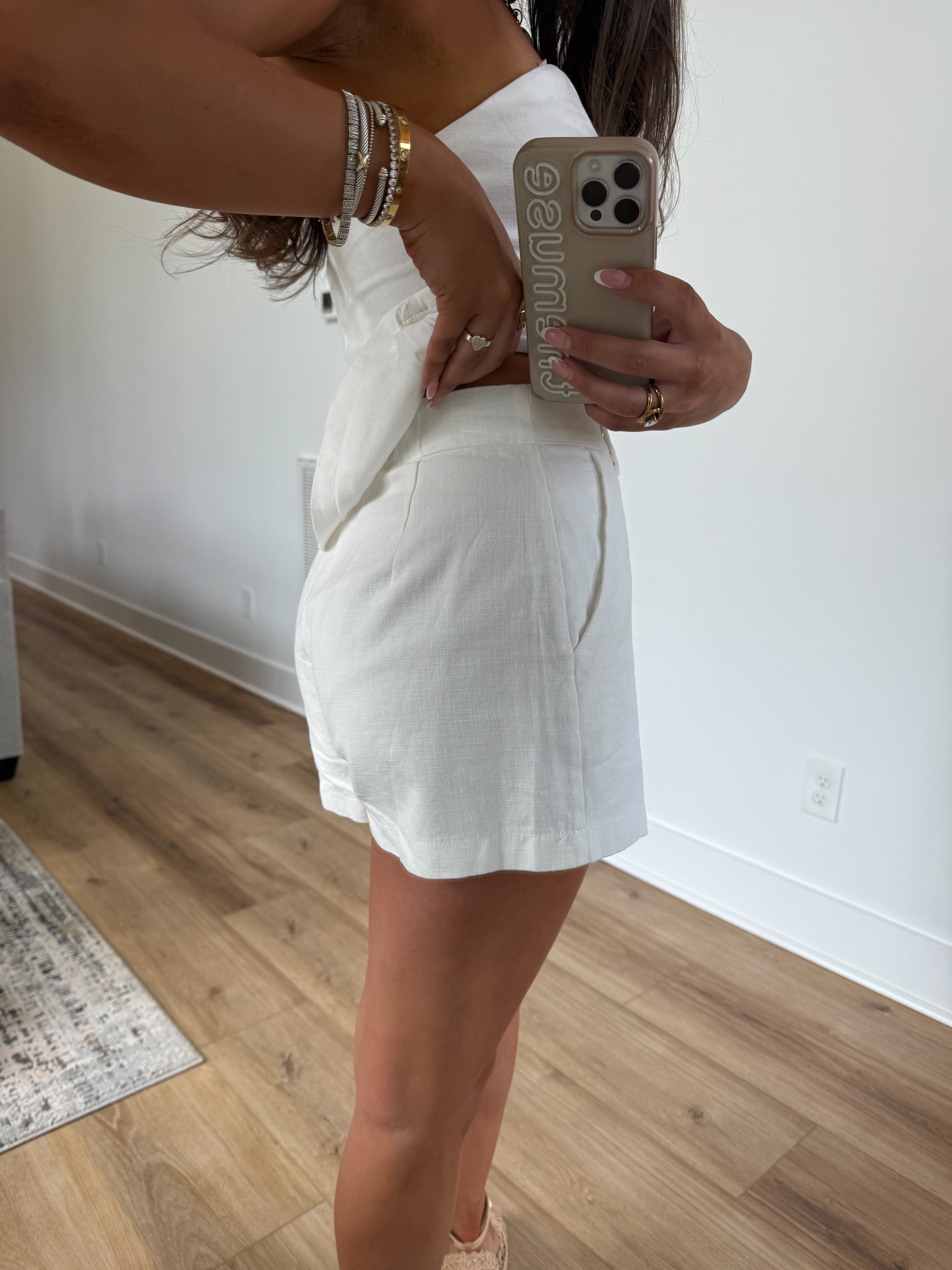 White Linen Dress Shorts