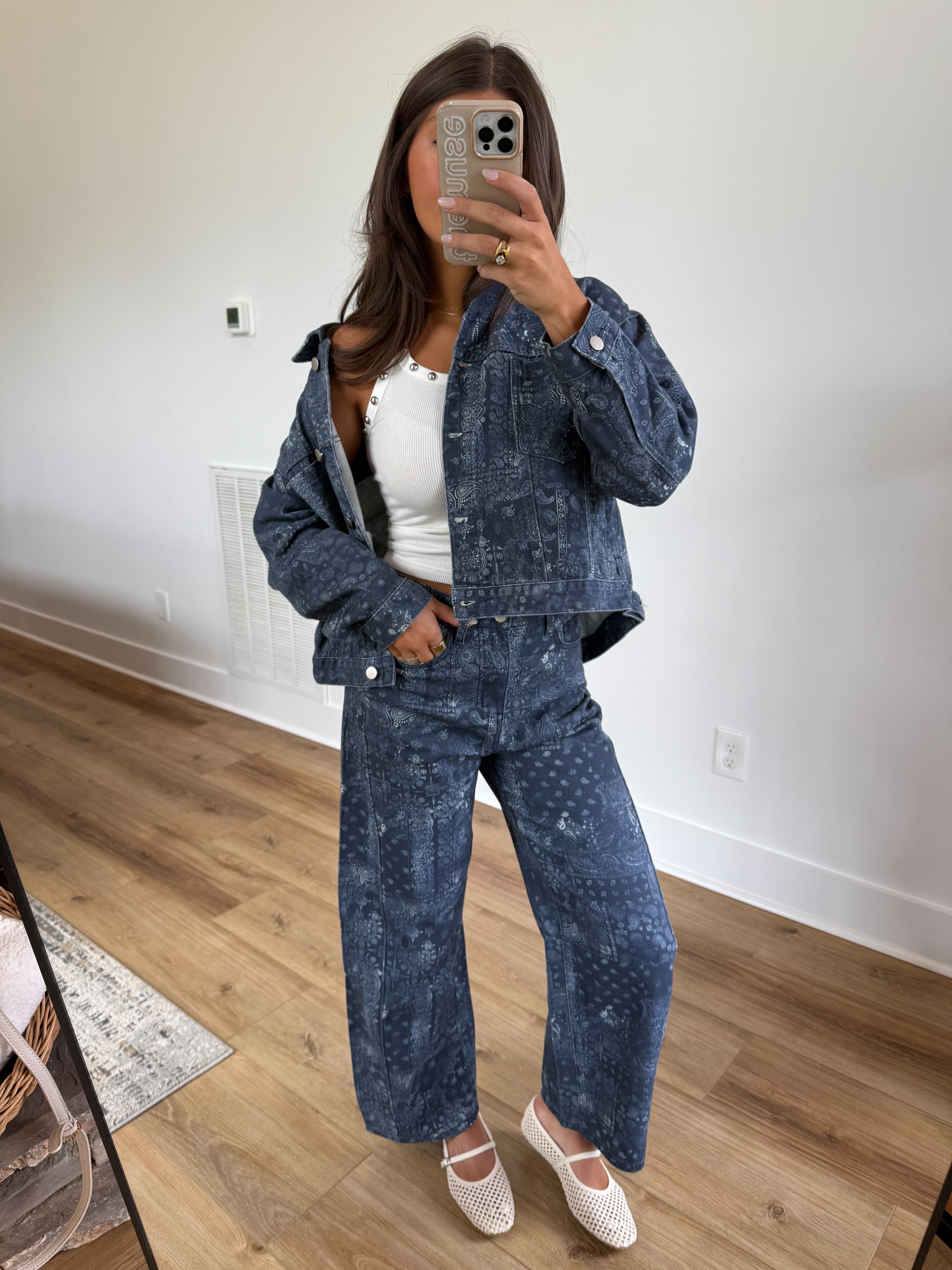 Paisley Denim Jeans (Blue)