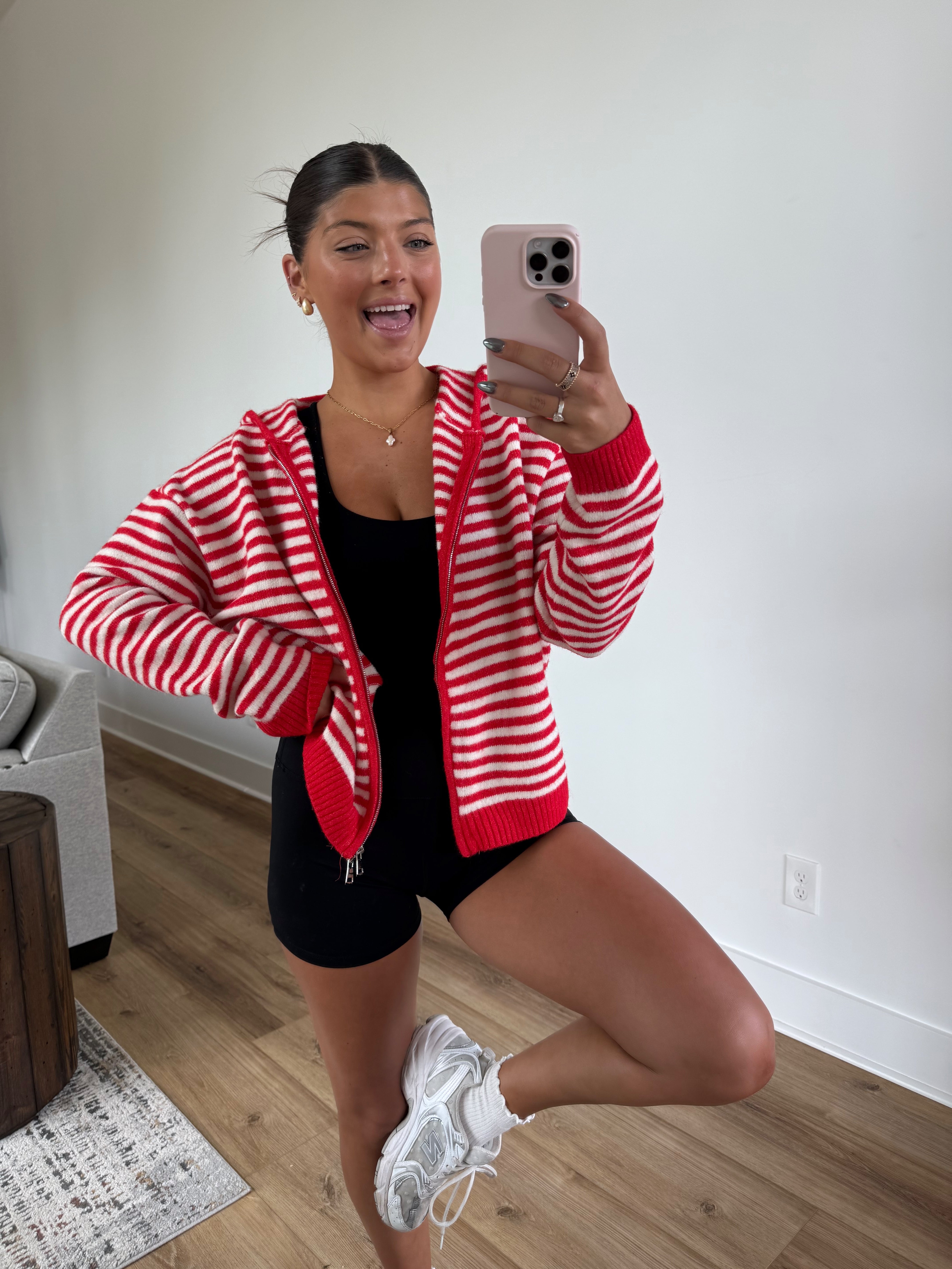 Millie Stripe Zip-Up (Red)