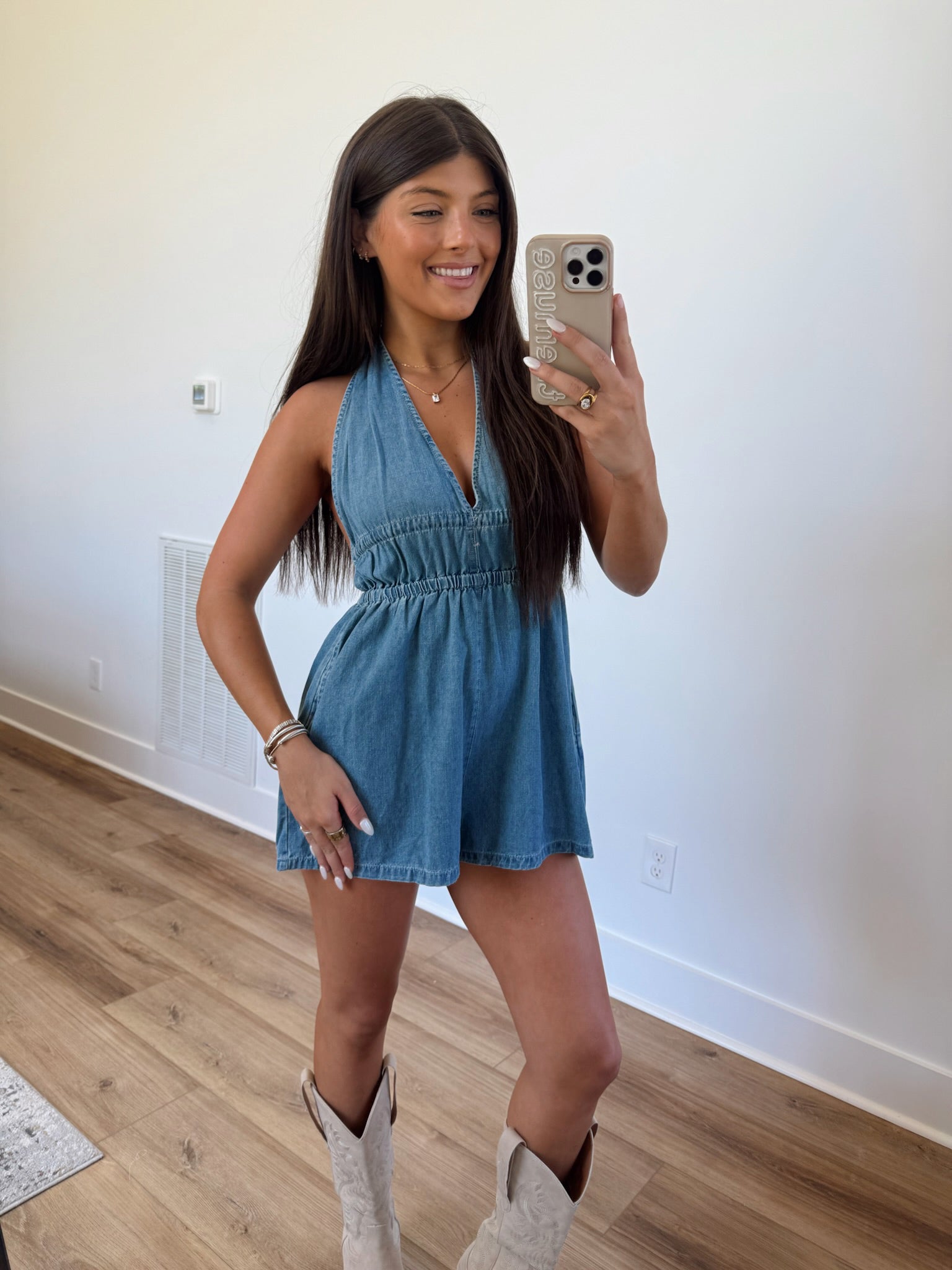 Denim Halter Romper