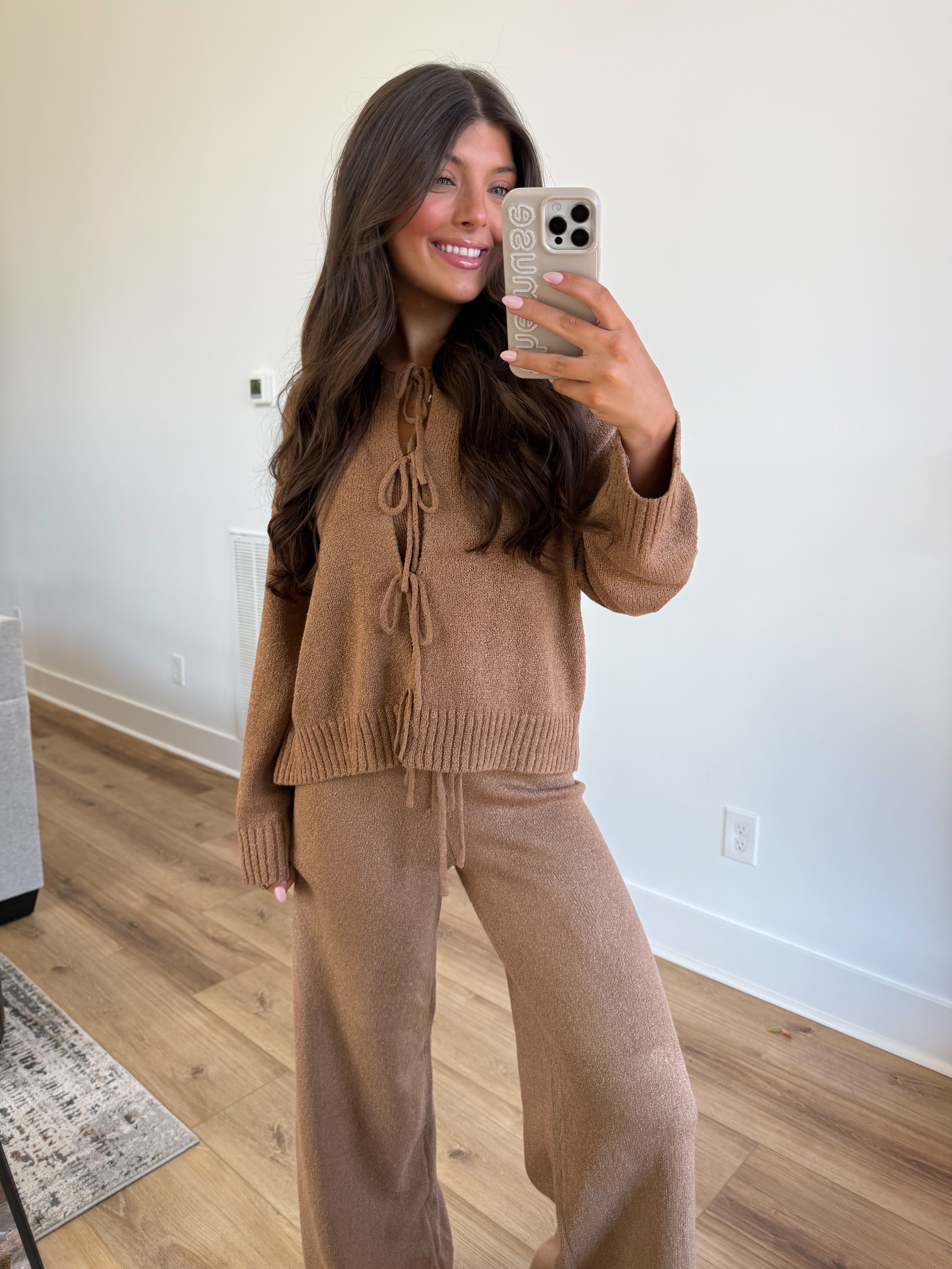 Caramel Tie Cardigan Set (3 piece)
