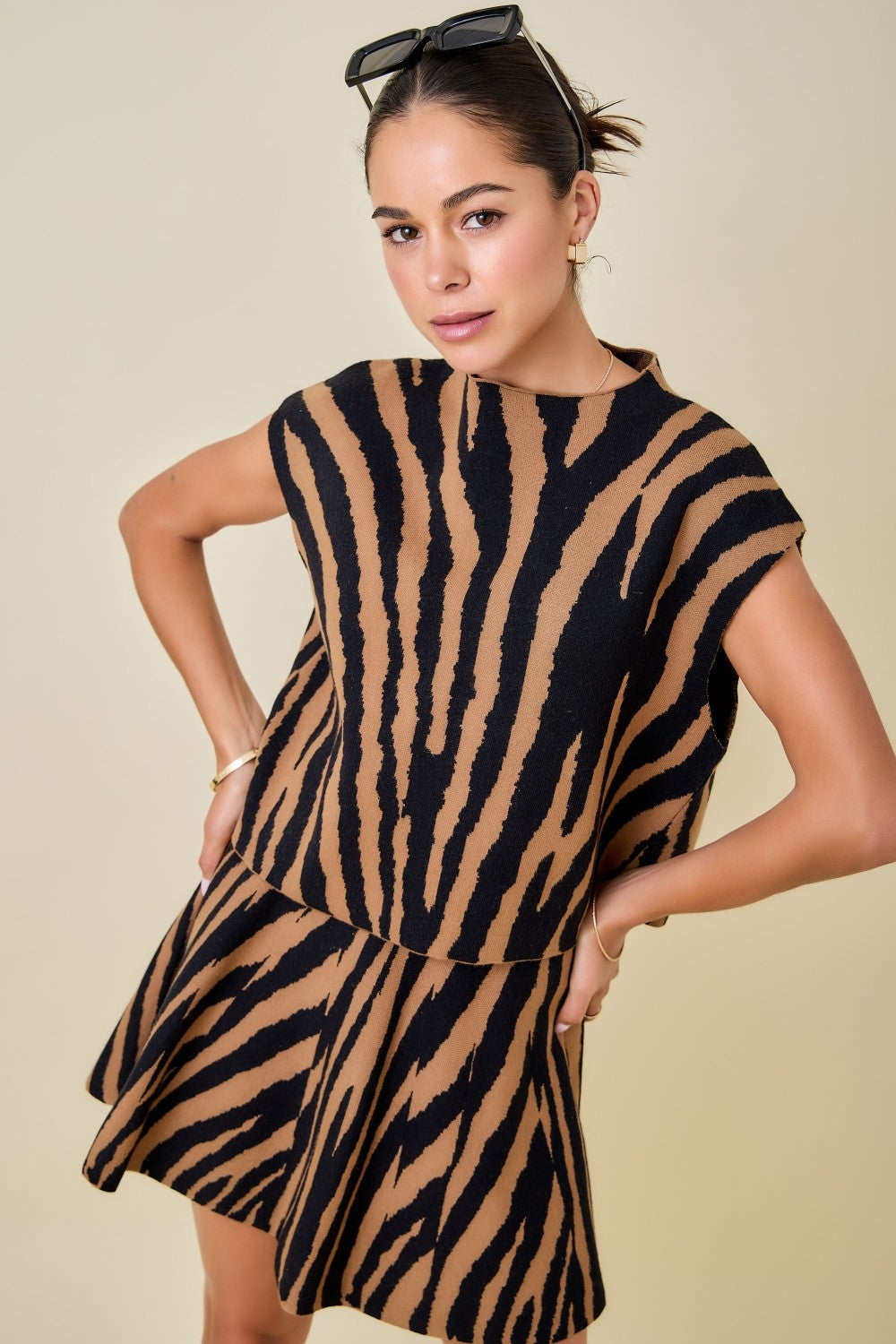 Milan Knit Top (Brown/Black)