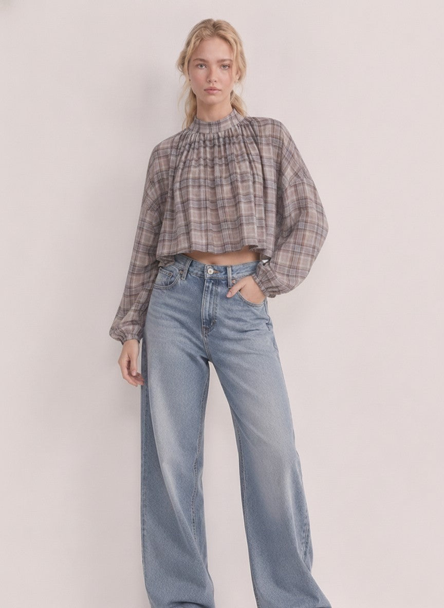 Plaid Cape Blouse