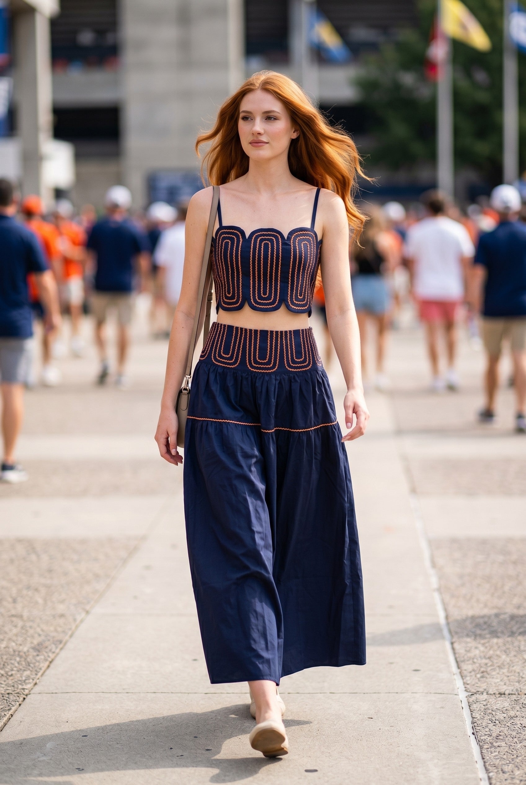 Saturday Scallop Set (Navy/Orange)