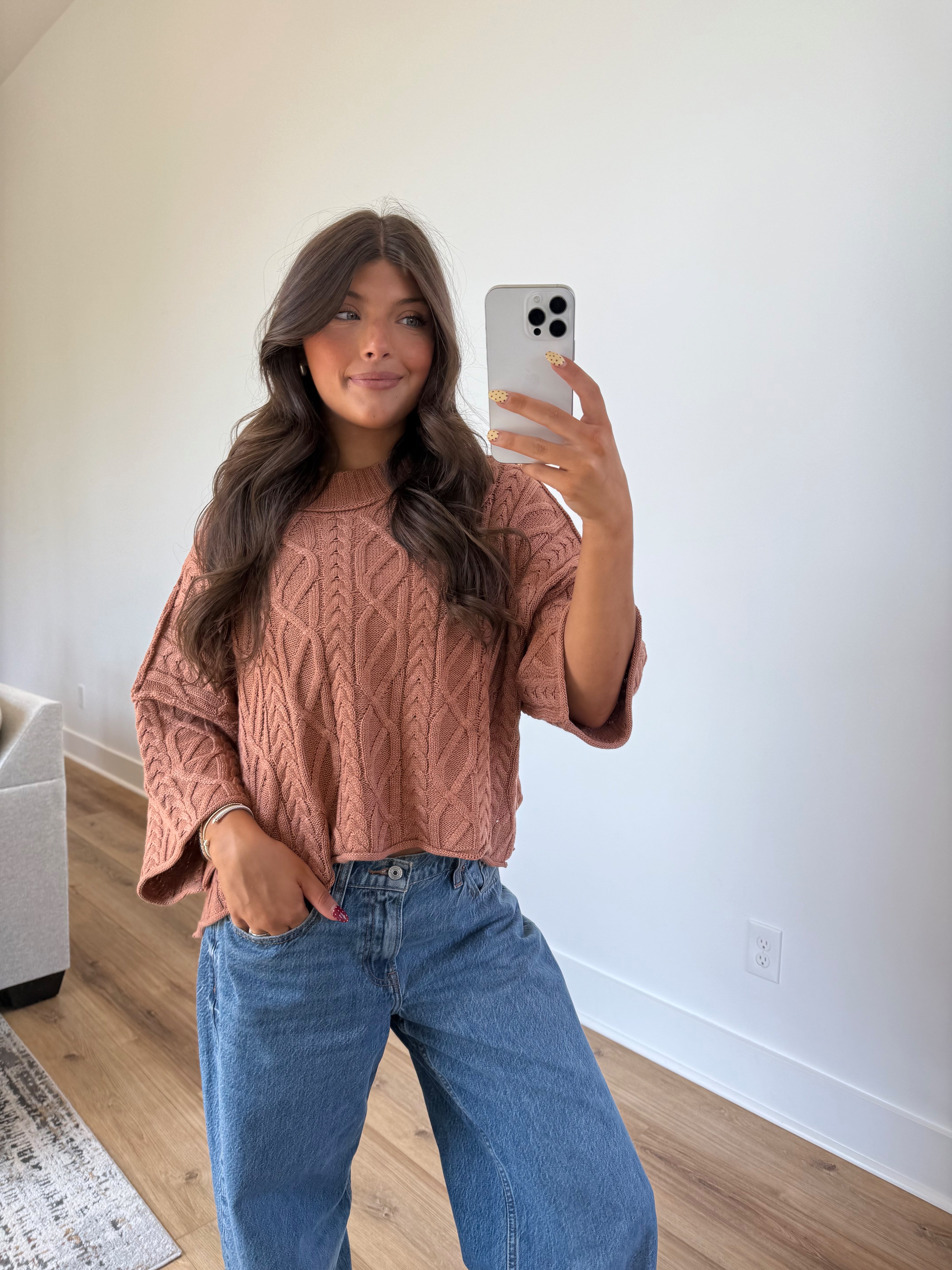 Brown Cable Knit Sweater