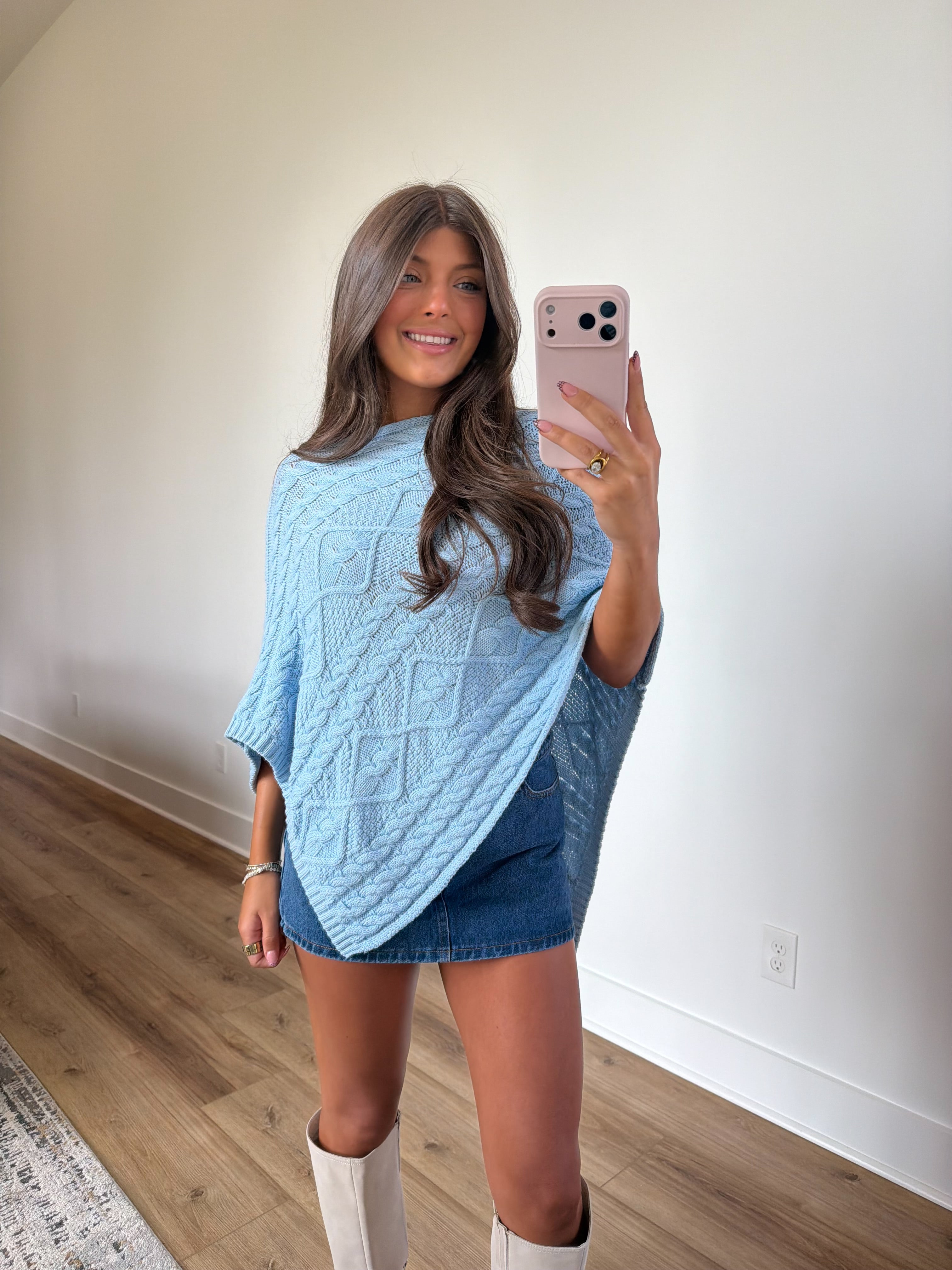 Ollie Sweater Poncho (Baby Blue)
