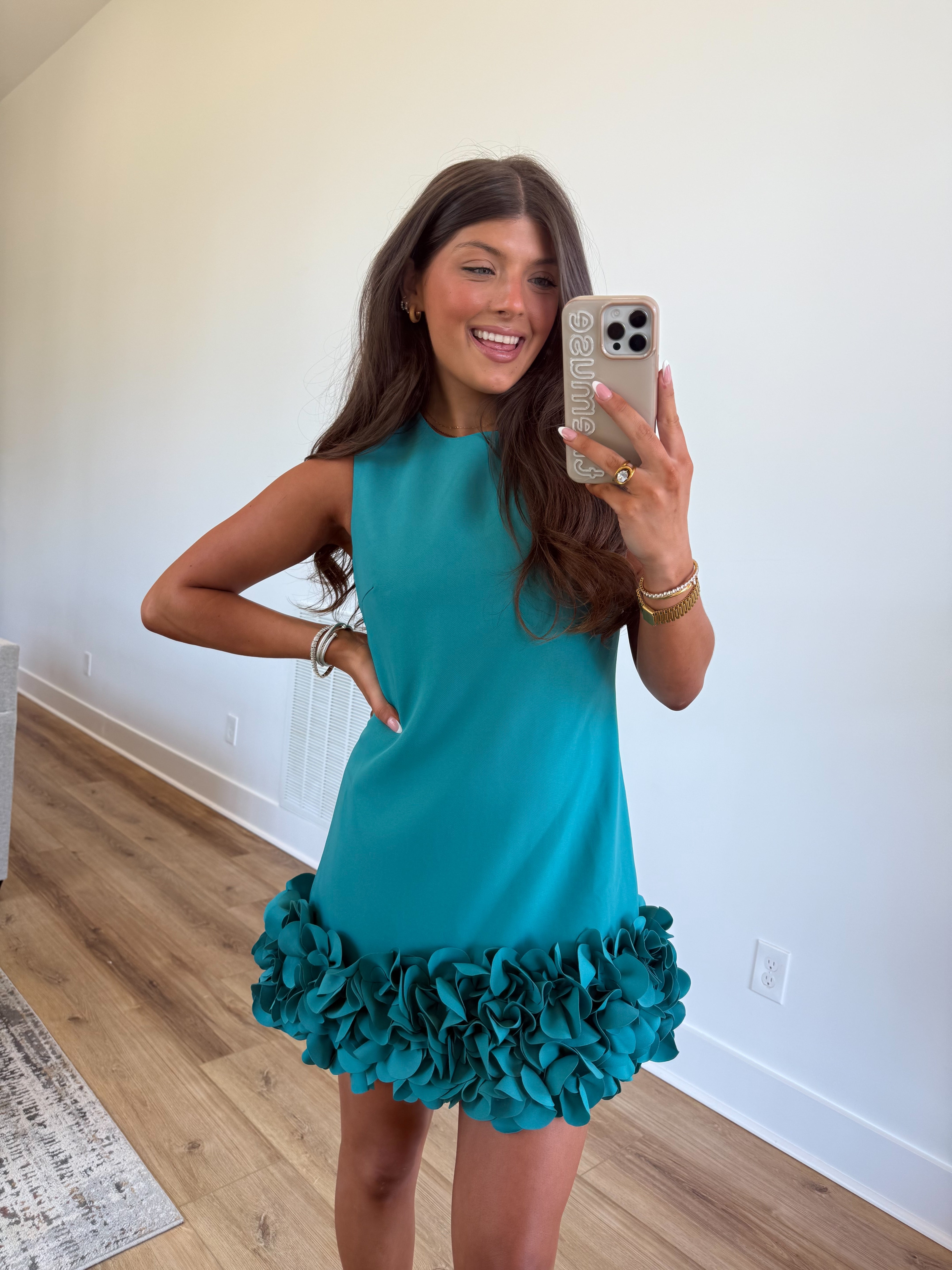 Teal Drop Ruffle Mini Dress (PRE-ORDER (MAY 8TH)/ Restock)