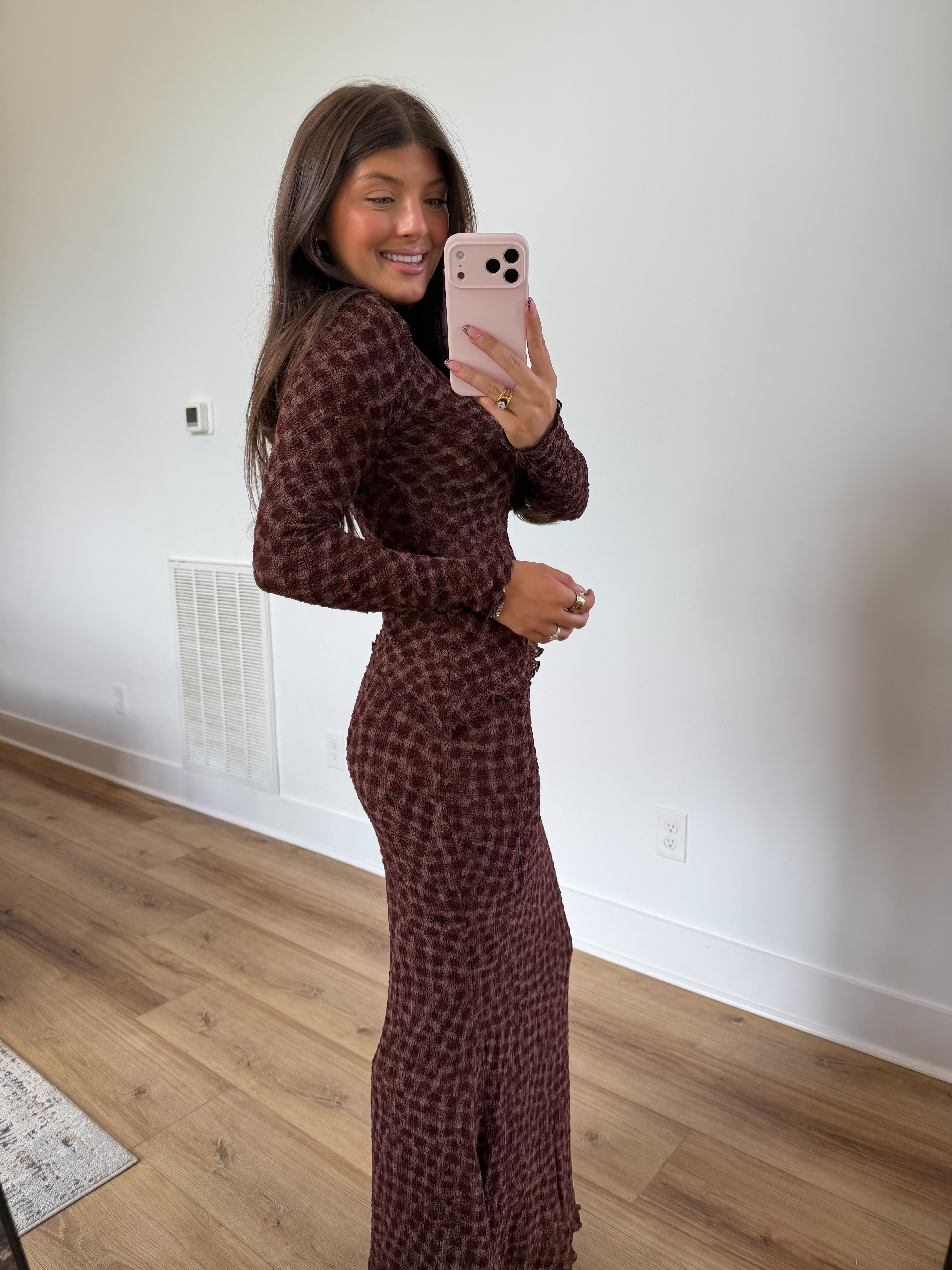 Coffee Gingham Set