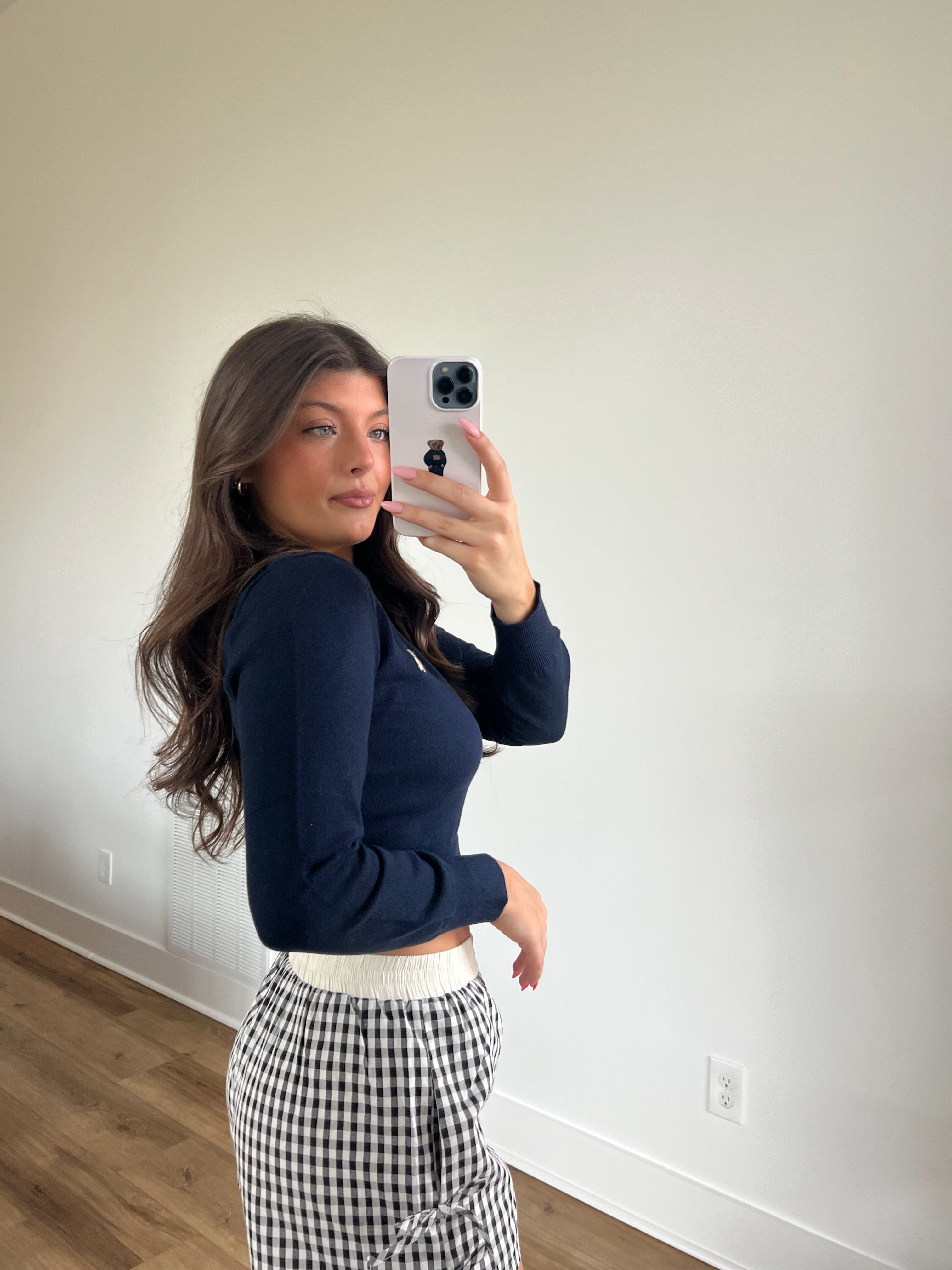 Navy Bear Sweater Top