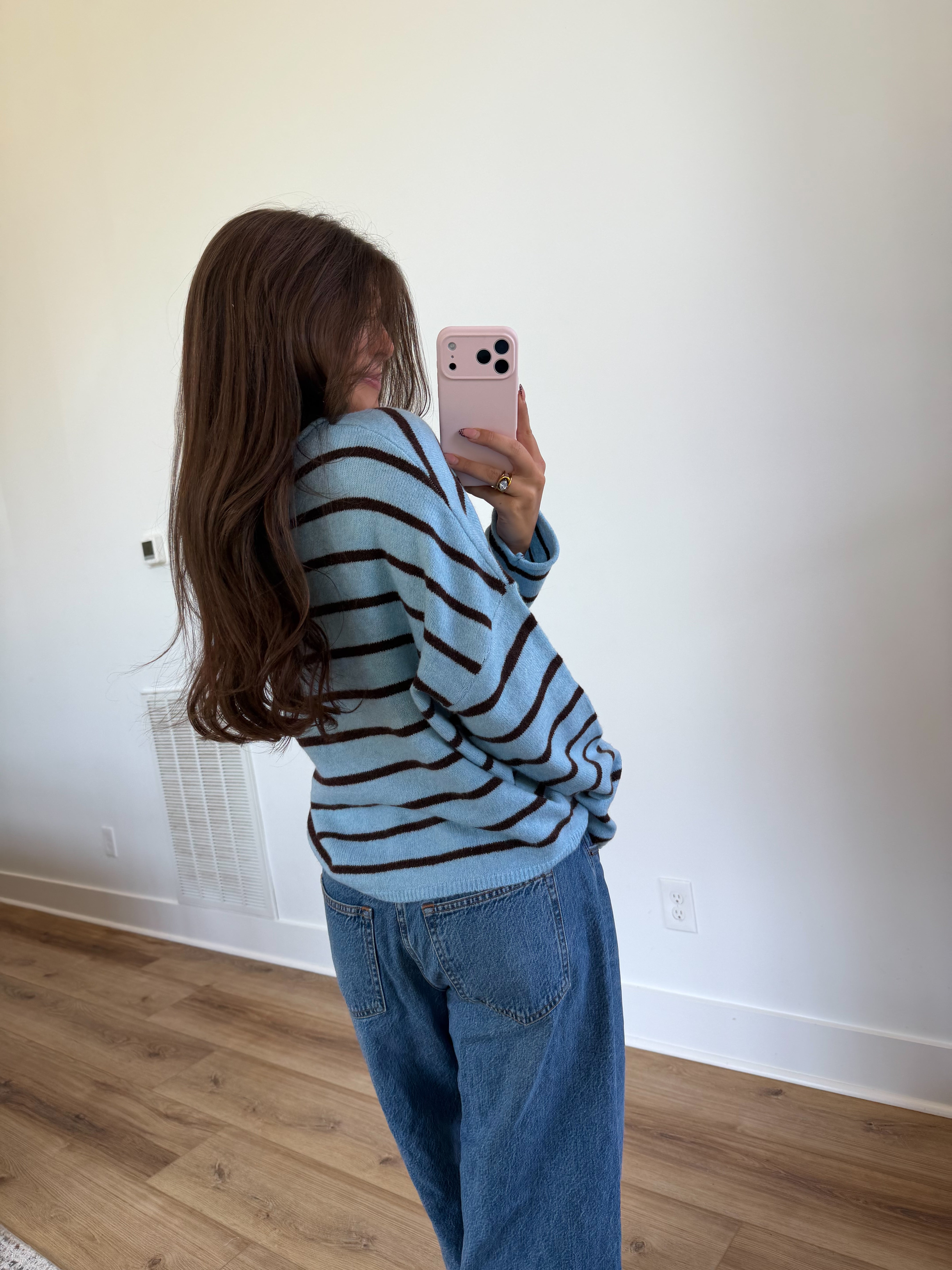 Best Dress Cardigan (Blue/Brown Stripes)