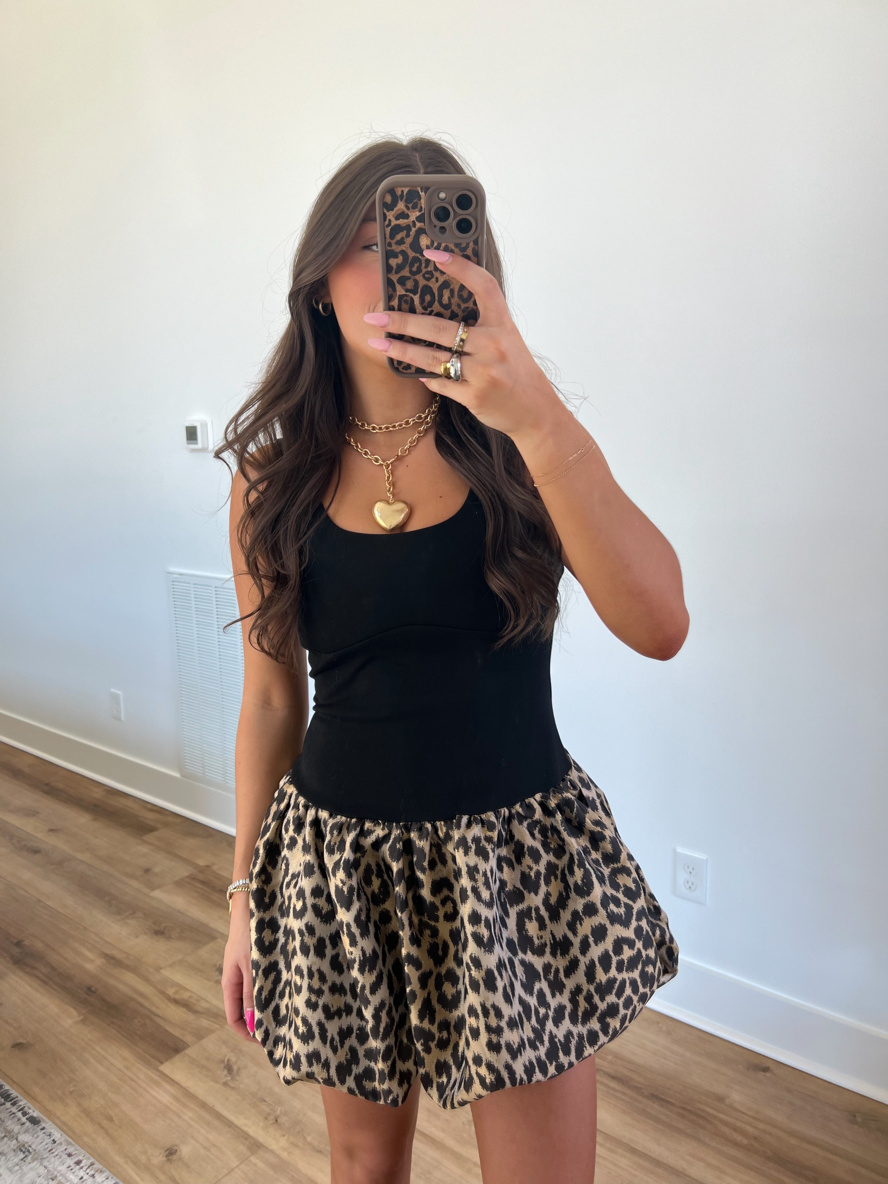 Leopard Scoop Neck Mini Dress