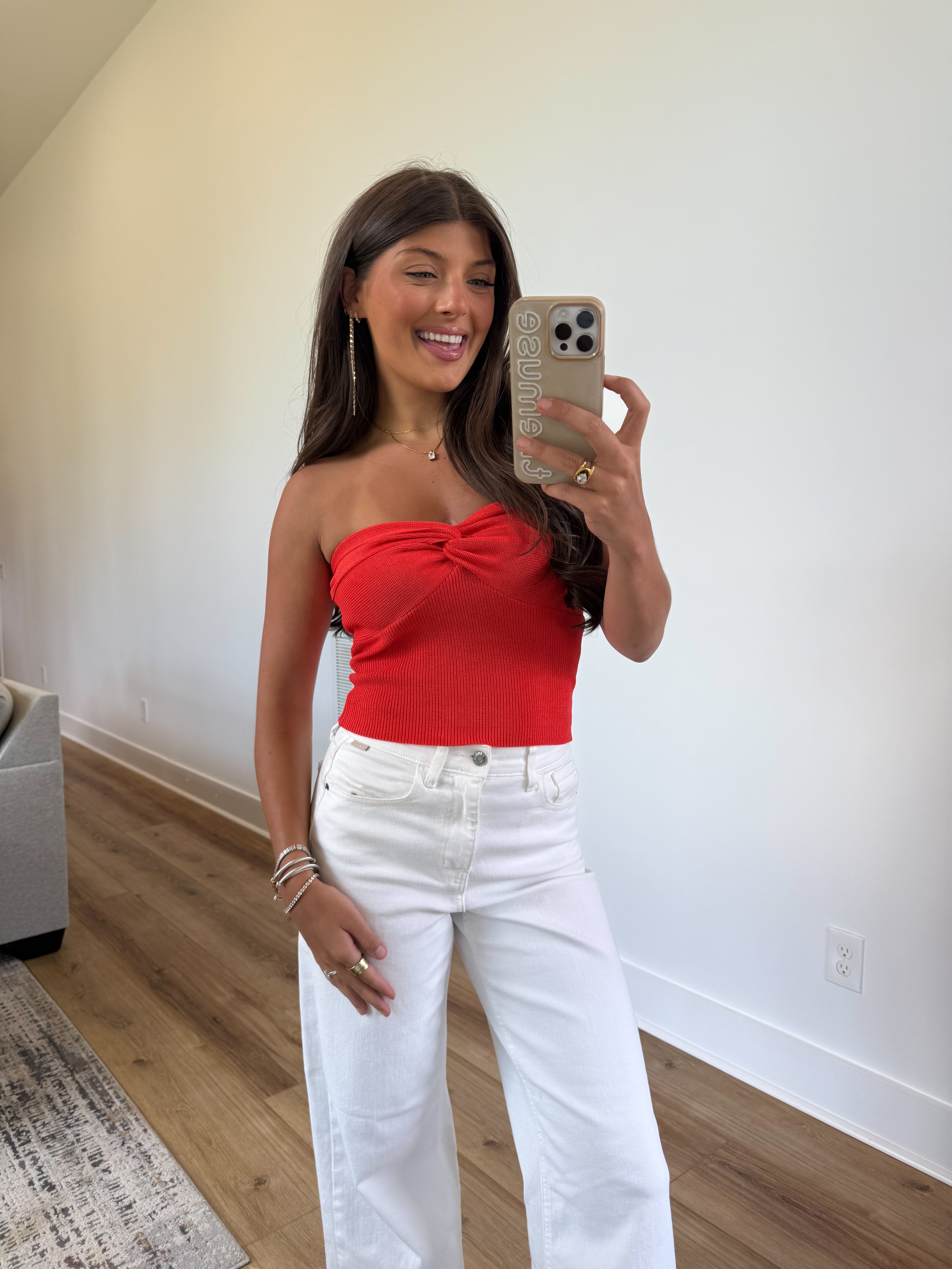 Front Twist Tube Top (Coral)
