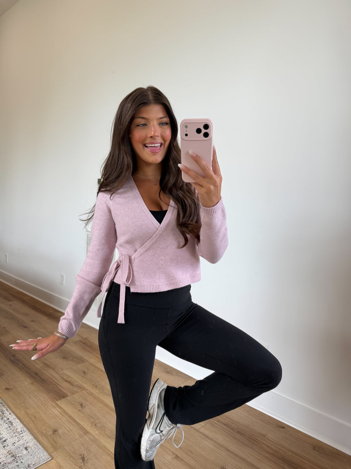Mia Wrap Sweater (Blush)
