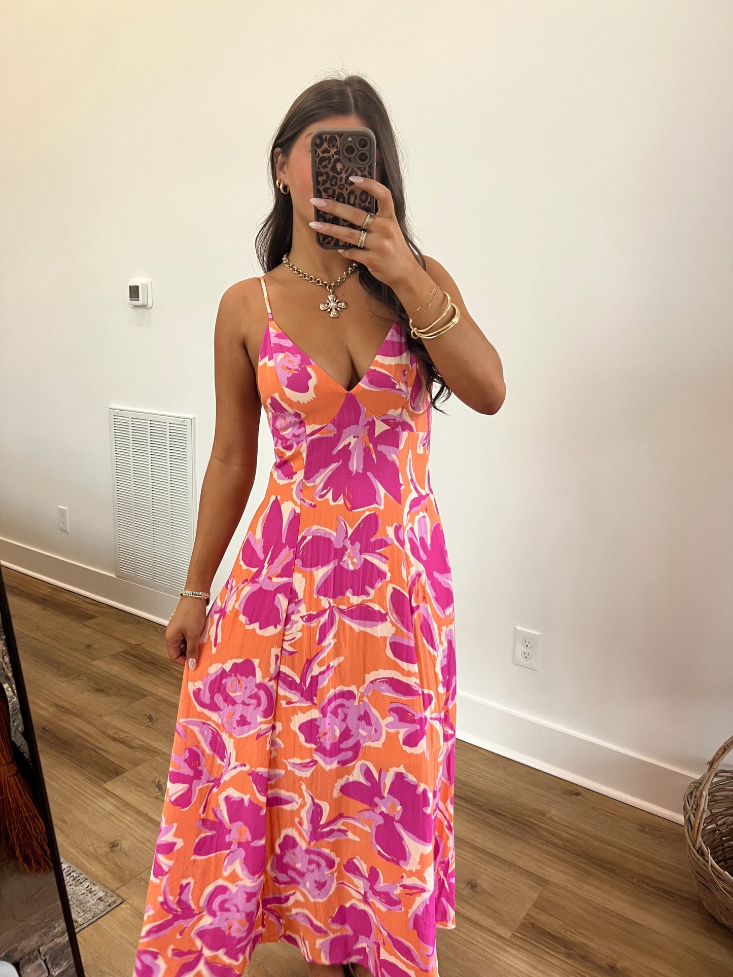 Tropical Open Back Maxi Dress