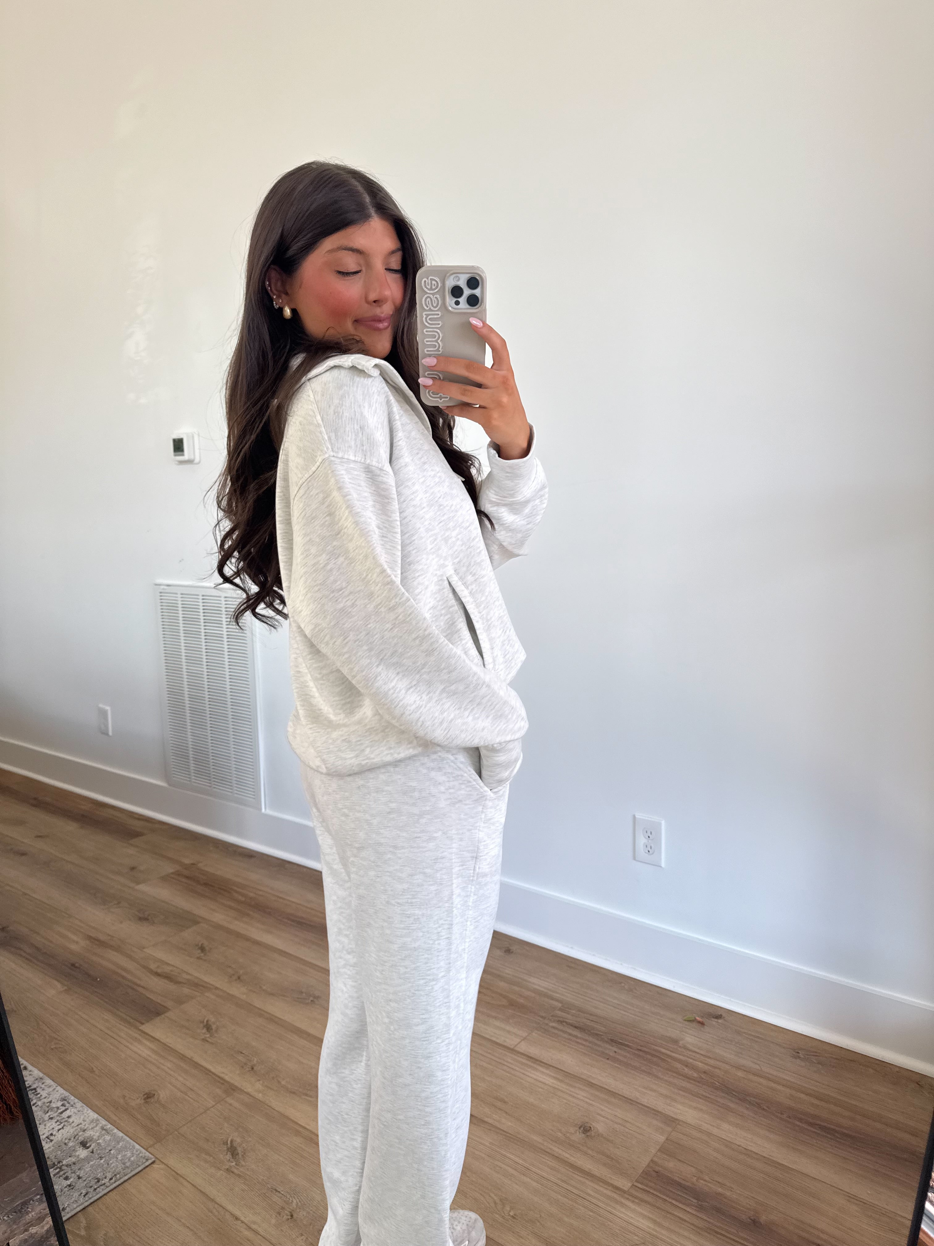 Butter Luxe Lounge Quarter Zip Set (Light Heather Grey)