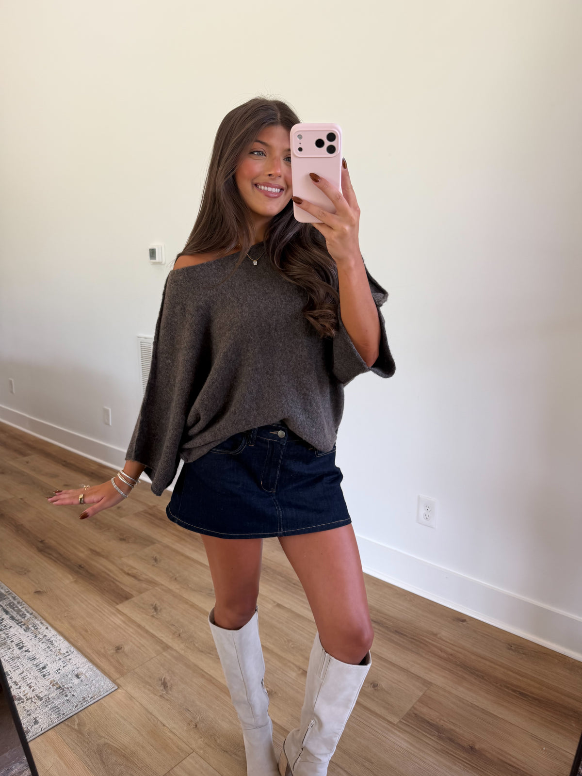 Andre Off The Shoulder Sweater (Brown)