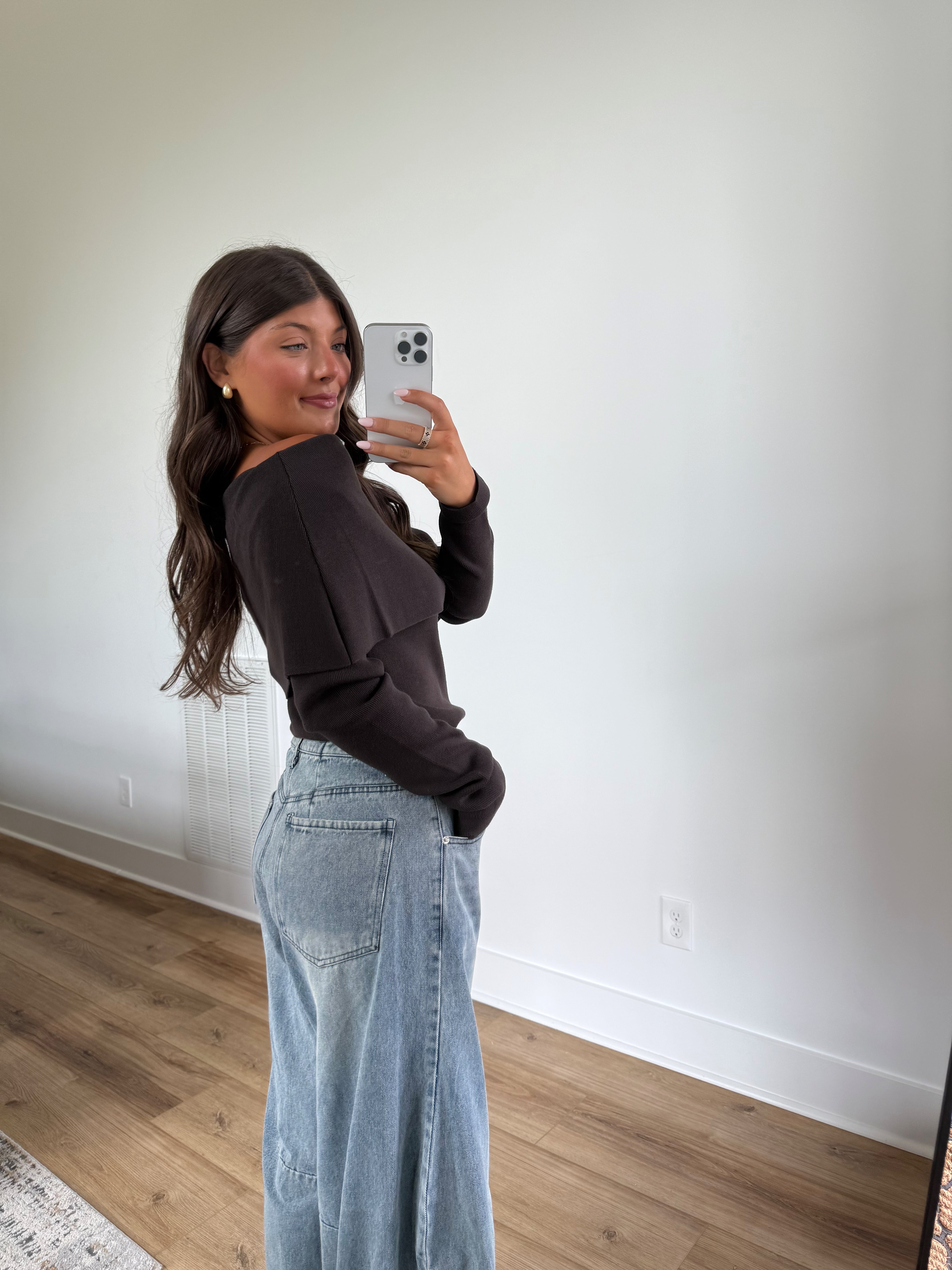 Foldover Off-Shoulder Knit (Coffee Bean)